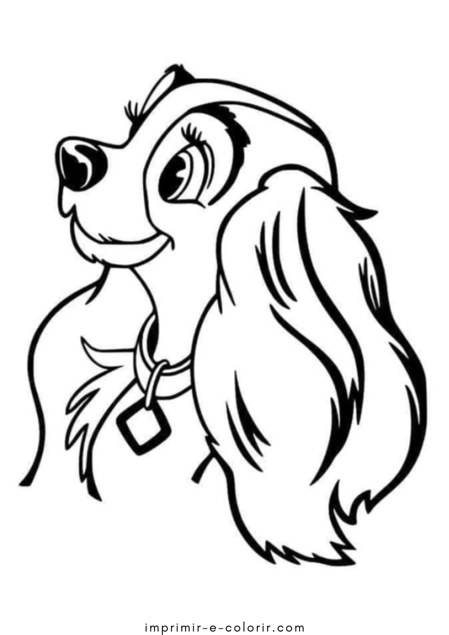 Desenho de A Dama e o Vagabundo para colorir e imprimir