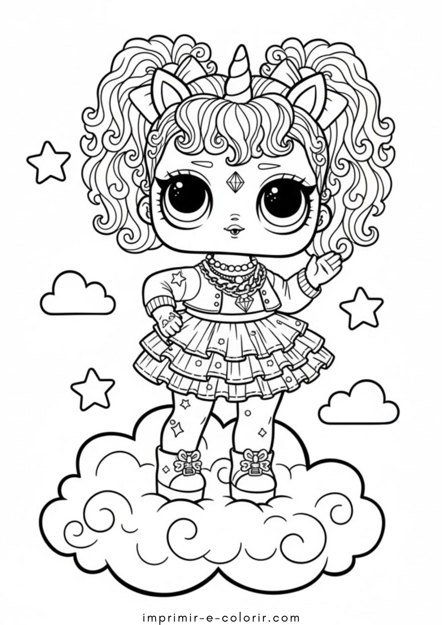 Desenho de Boneca unicórnio LOL para colorir e imprimir