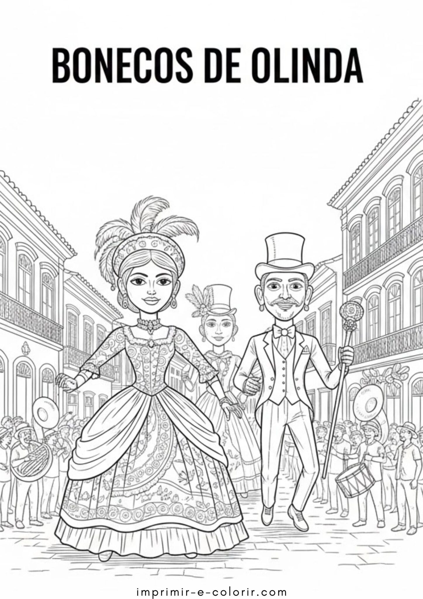 Desenhos de Carnaval – Bonecos de Olinda para Colorir Desenhos de Carnaval – Bonecos de Olinda para Colorir