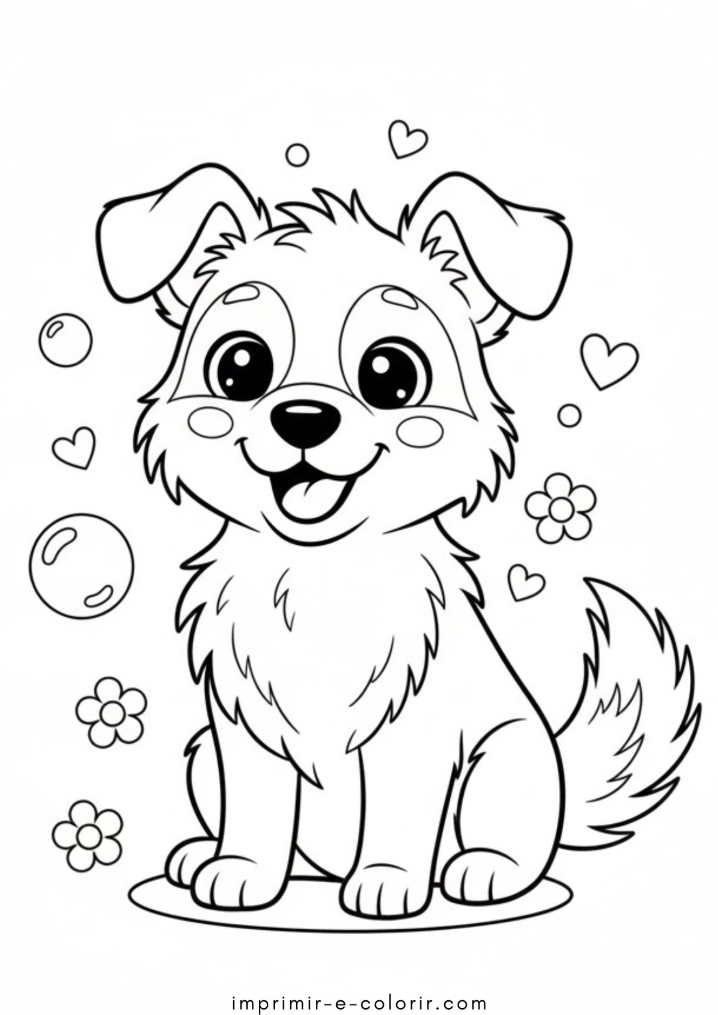 Desenho de Cachorro fofo para colorir e imprimir