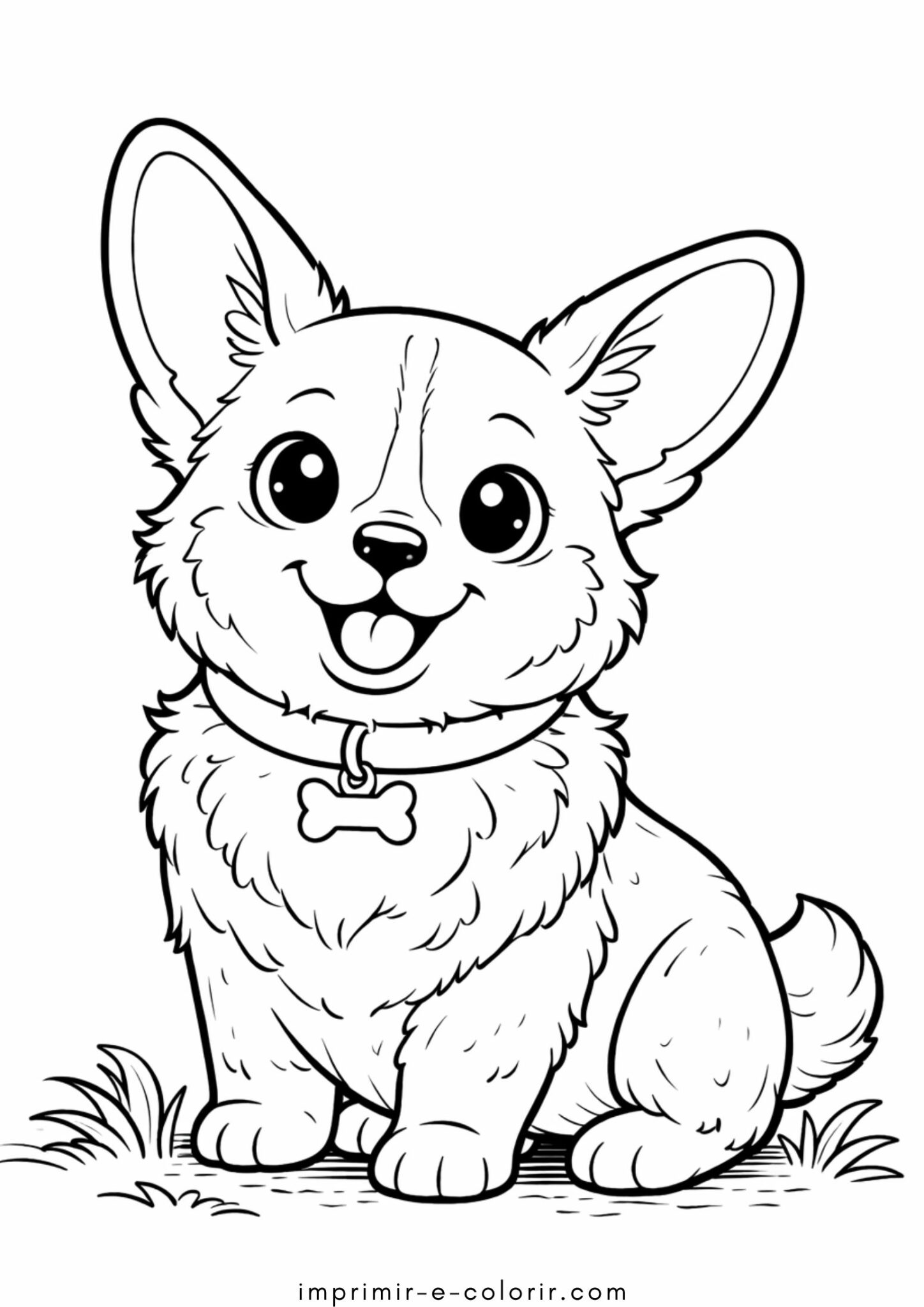 Desenho de Cão Corgi para colorir e imprimir