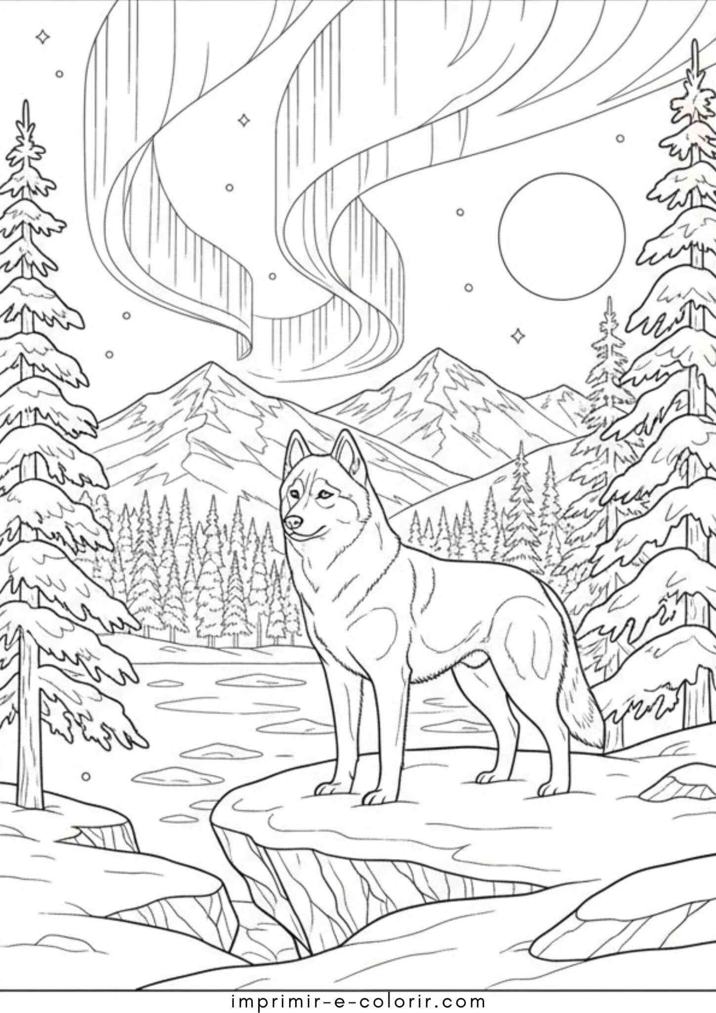 Desenho de Cão Husky para colorir e imprimir