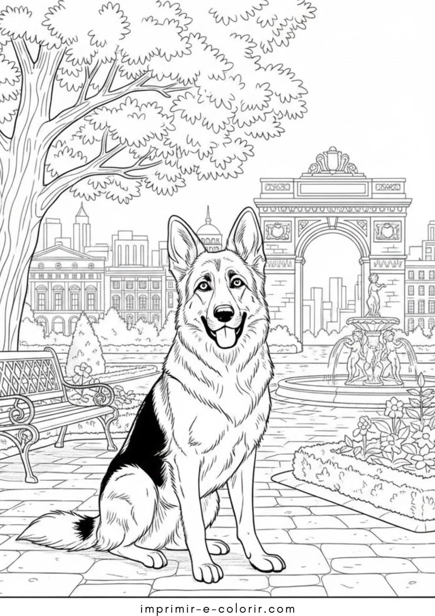 Desenho de Cão pastor para colorir e imprimir