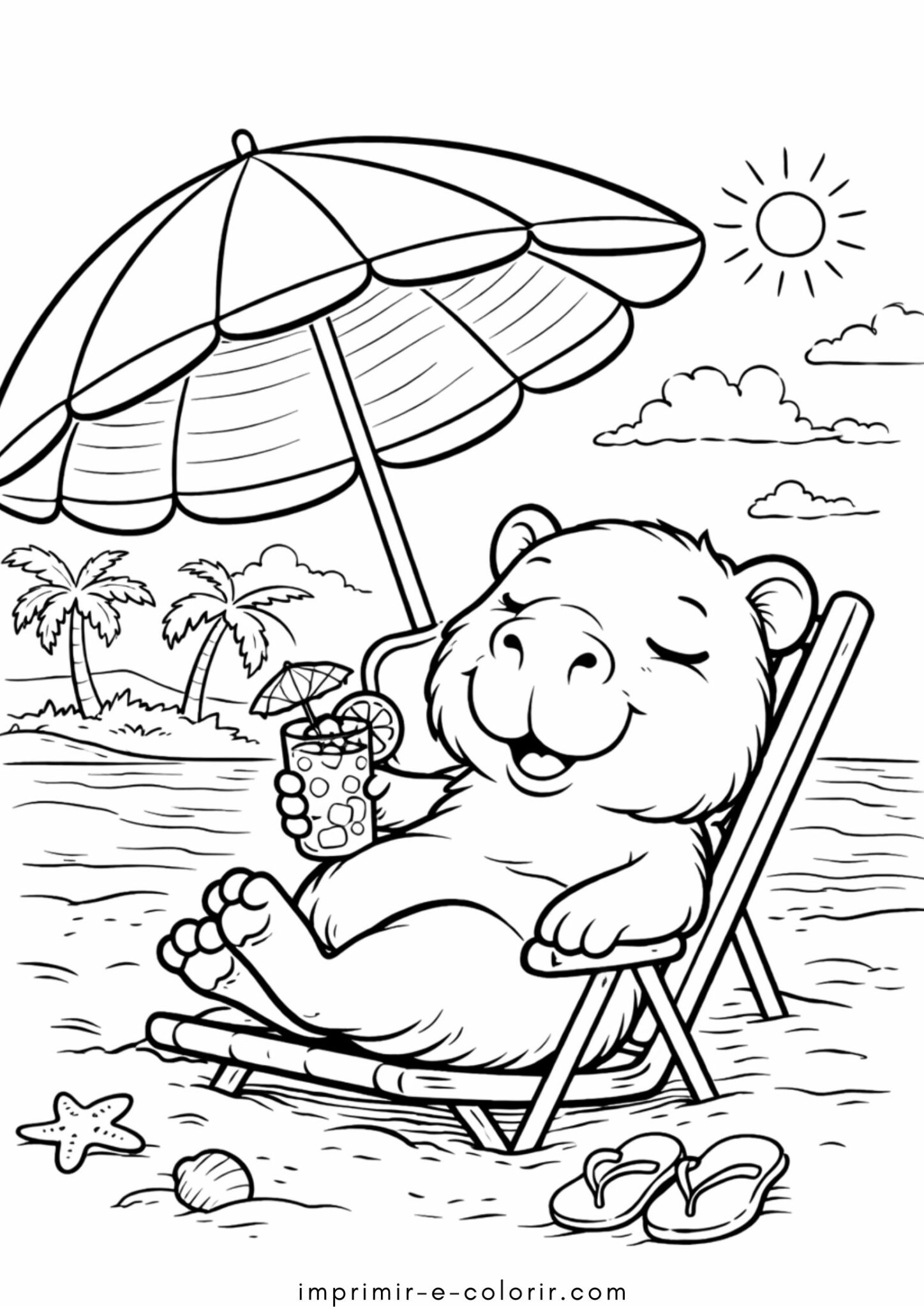 Desenhos de Capivara descansando para Colorir Desenhos de Capivara descansando para Colorir