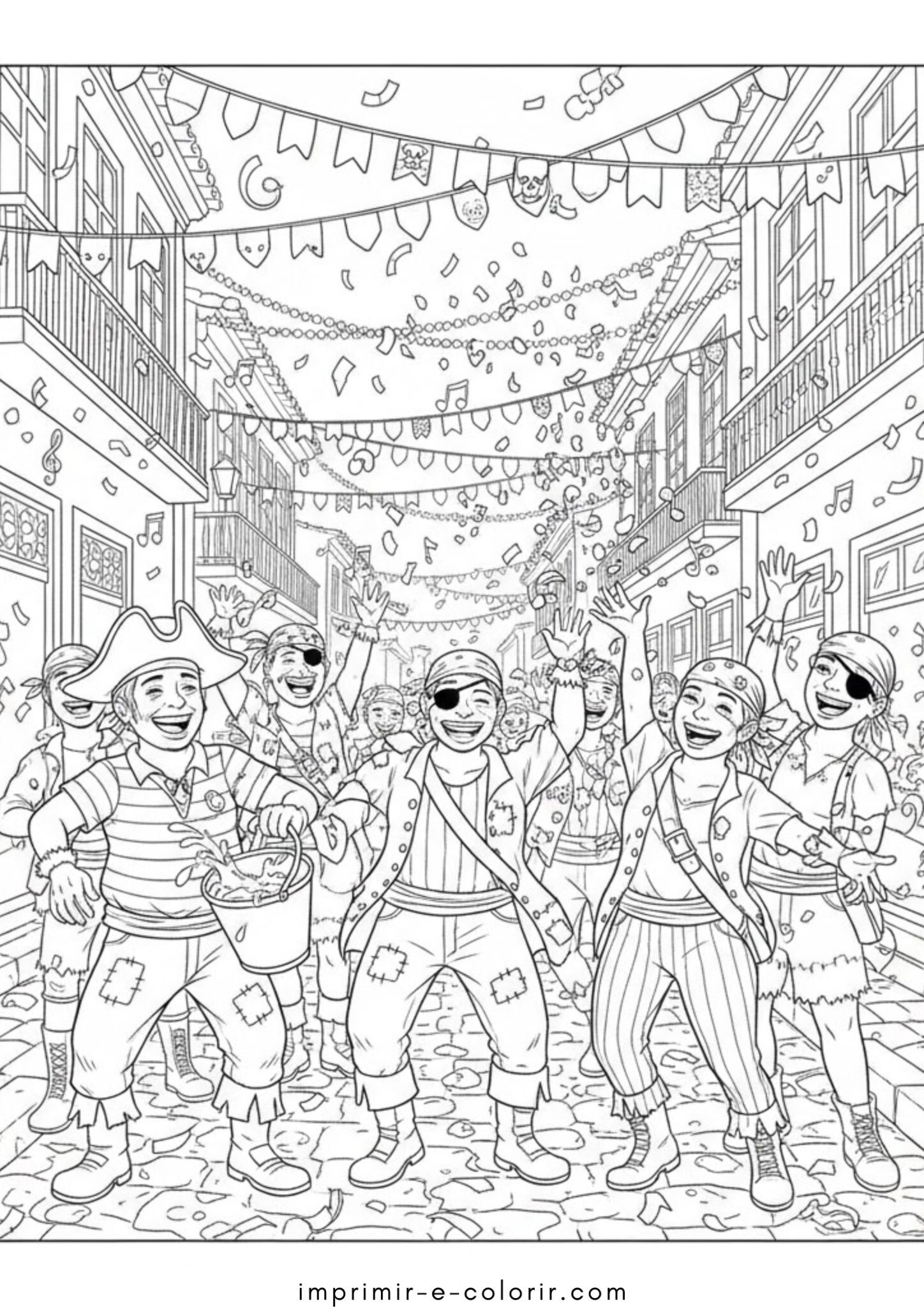 Desenhos de Carnaval – Blocos de Rua para Colorir Desenhos de Carnaval – Blocos de Rua para Colorir