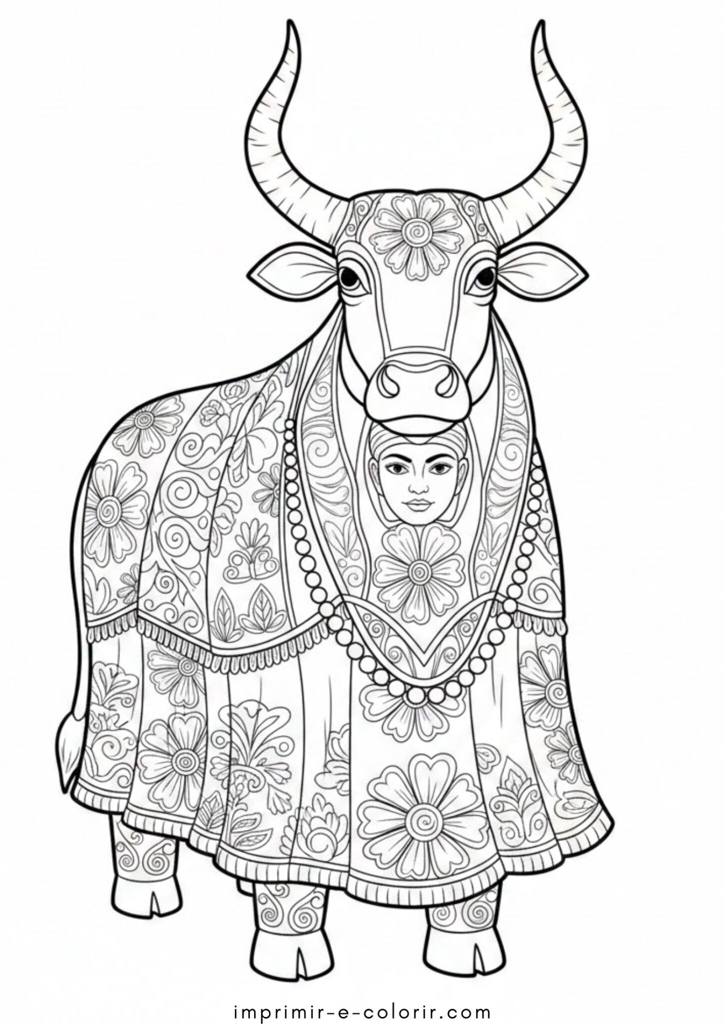 Desenho de Carnaval – Bumba Meu Boi para colorir e imprimir