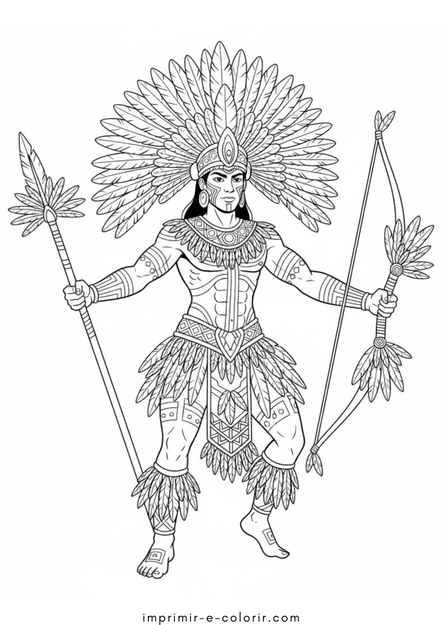 Desenho de Carnaval – Enredo Indígena para colorir e imprimir