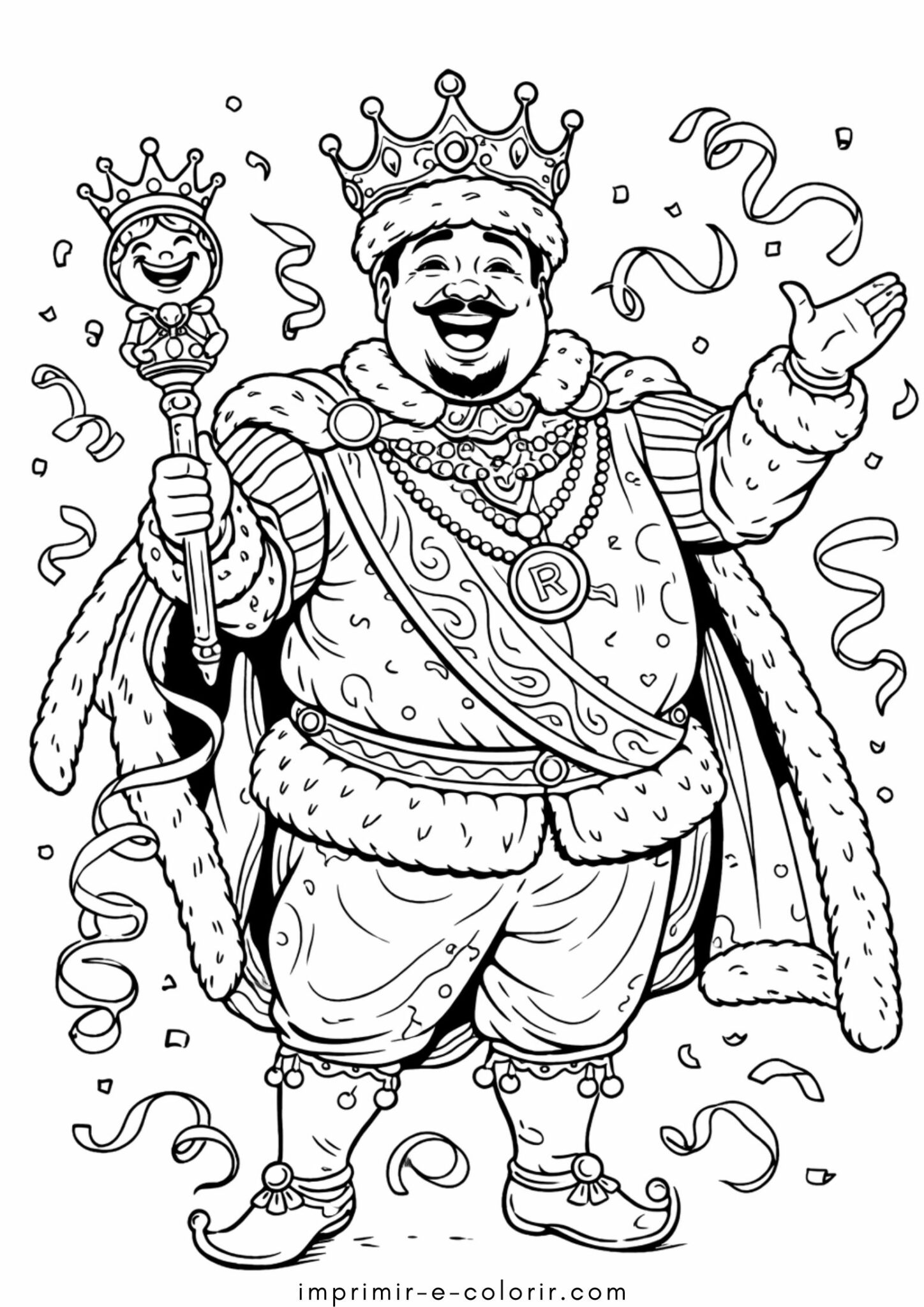 Desenho de Carnaval – Rei Momo para colorir e imprimir