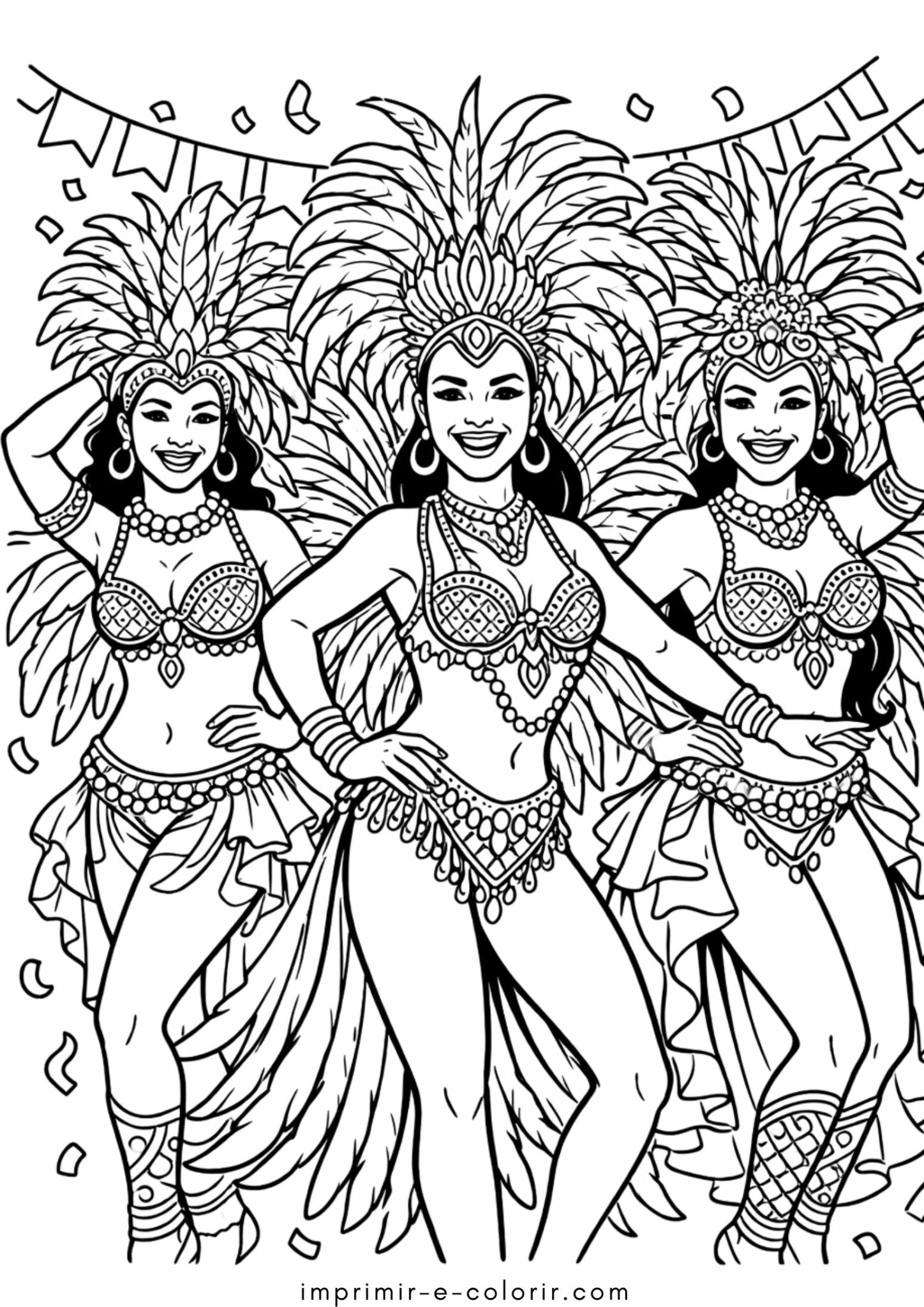 Desenho de Dançarinos de Carnaval para colorir e imprimir