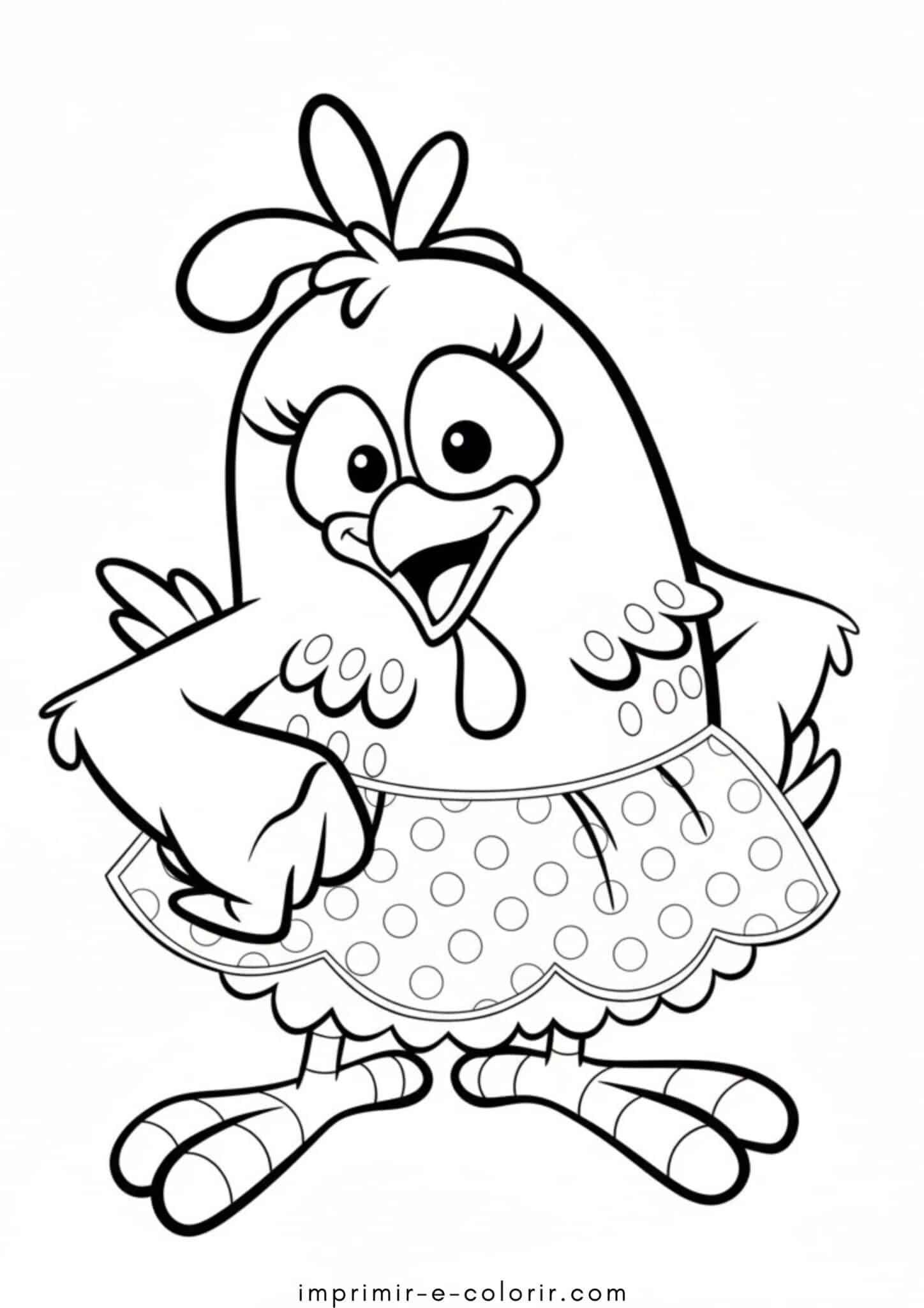 Desenho de Galinha Pintadinha de saia para colorir e imprimir