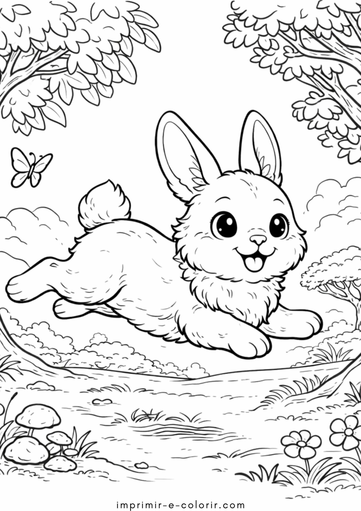 Desenho de Lebre pulando para colorir e imprimir