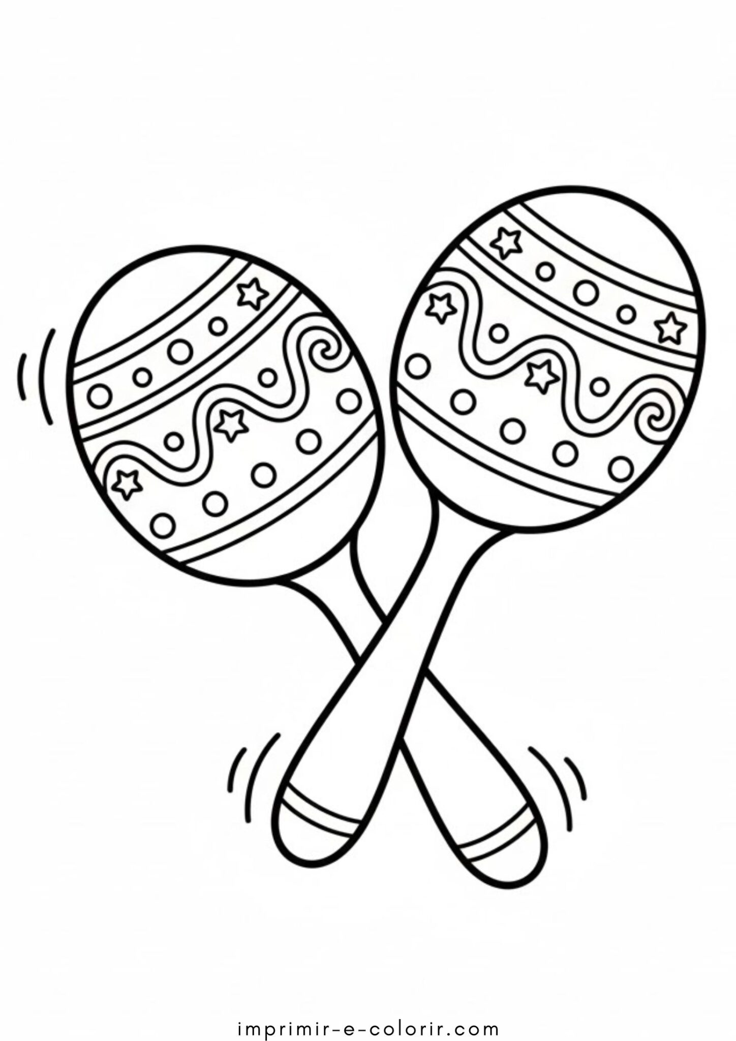 Desenho de Carnaval – Maracás para colorir e imprimir
