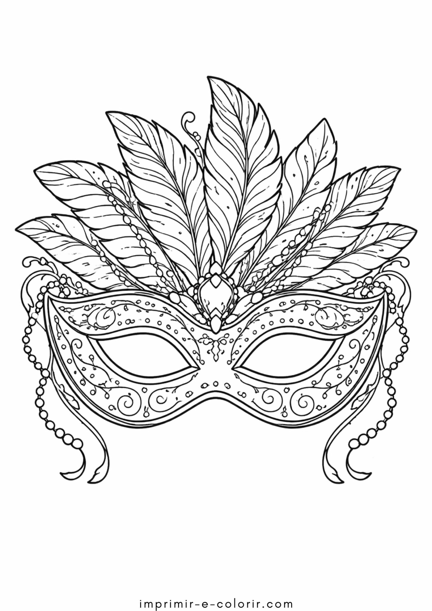 Desenho de Máscara de Carnaval para colorir e imprimir