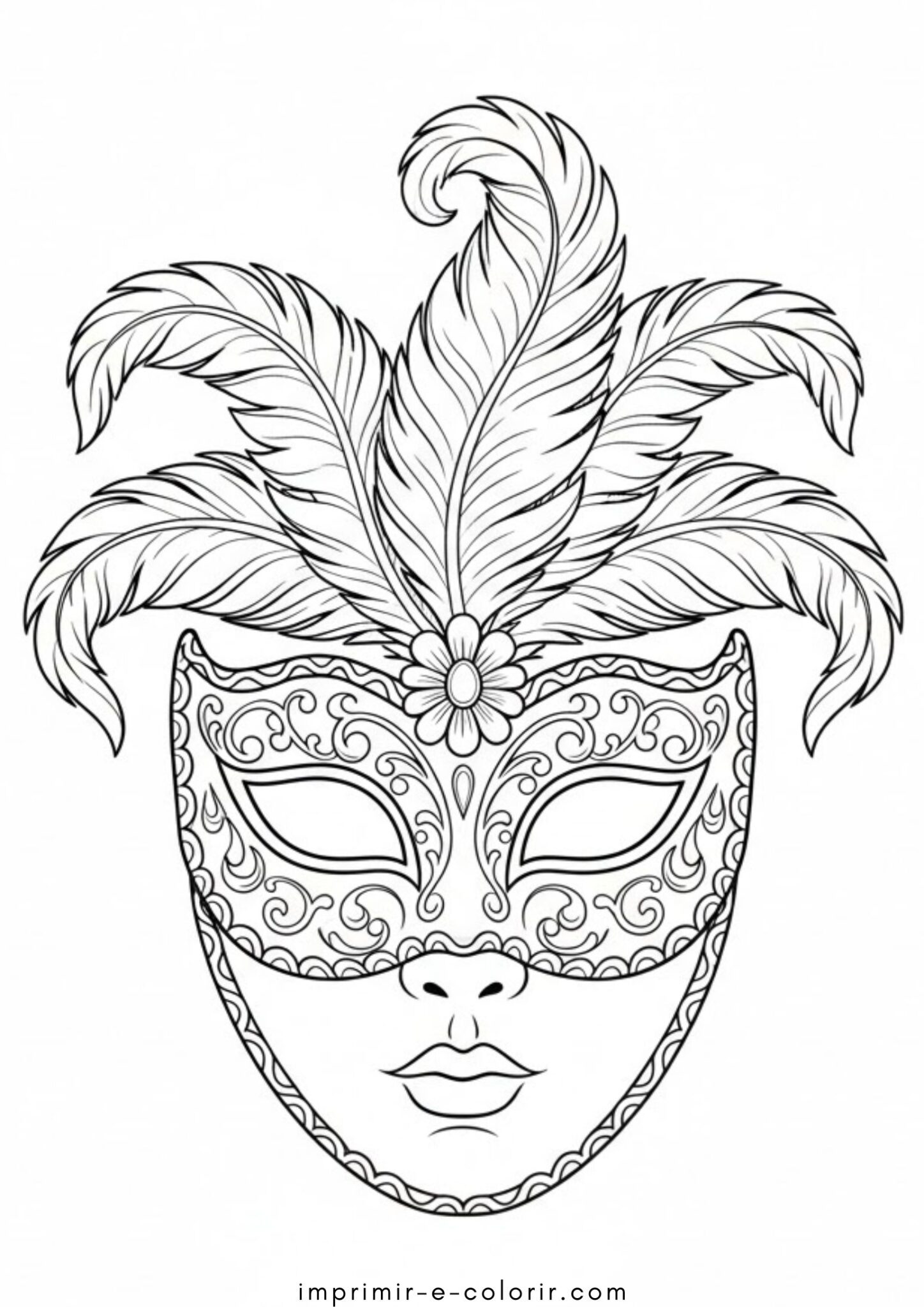 Desenho de Máscara veneziana do Carnaval para colorir e imprimir