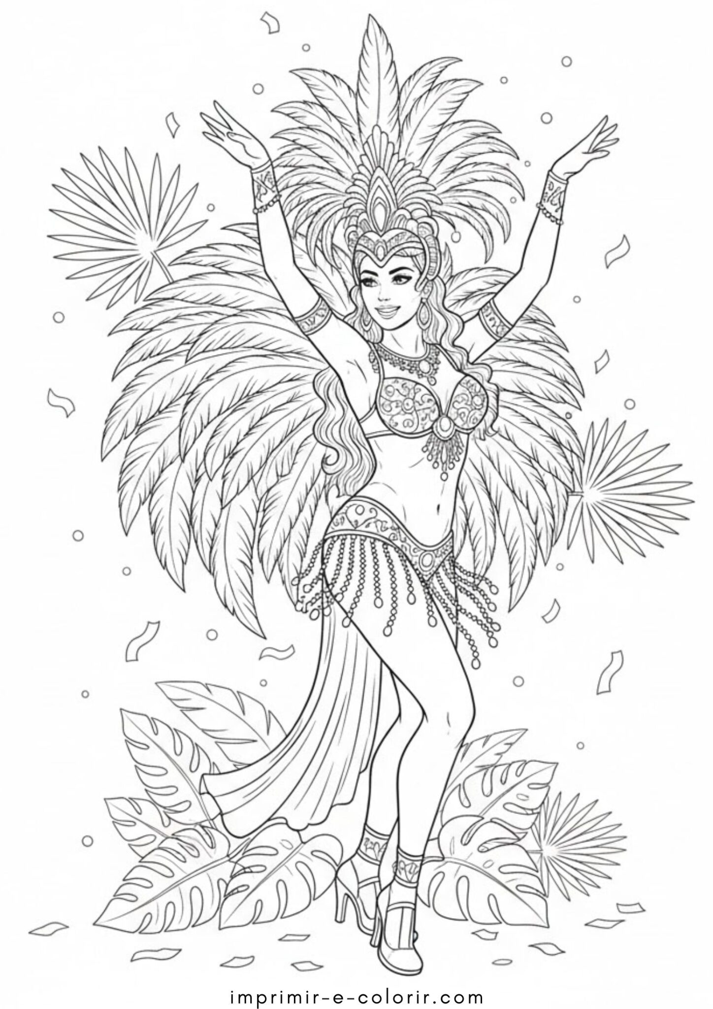 Desenho de Passista de samba no Carnaval para colorir e imprimir