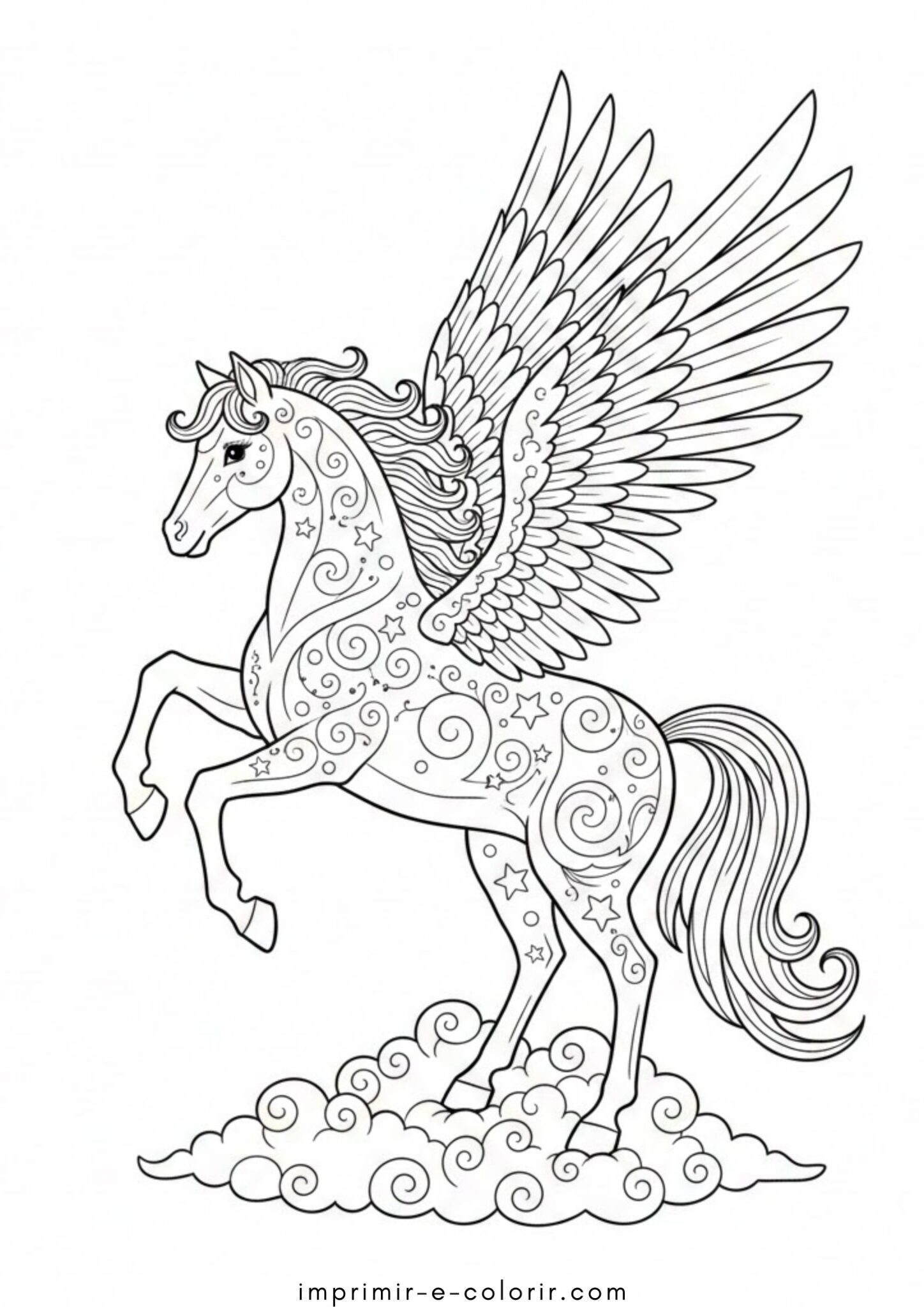 Desenho de Pégaso para colorir e imprimir