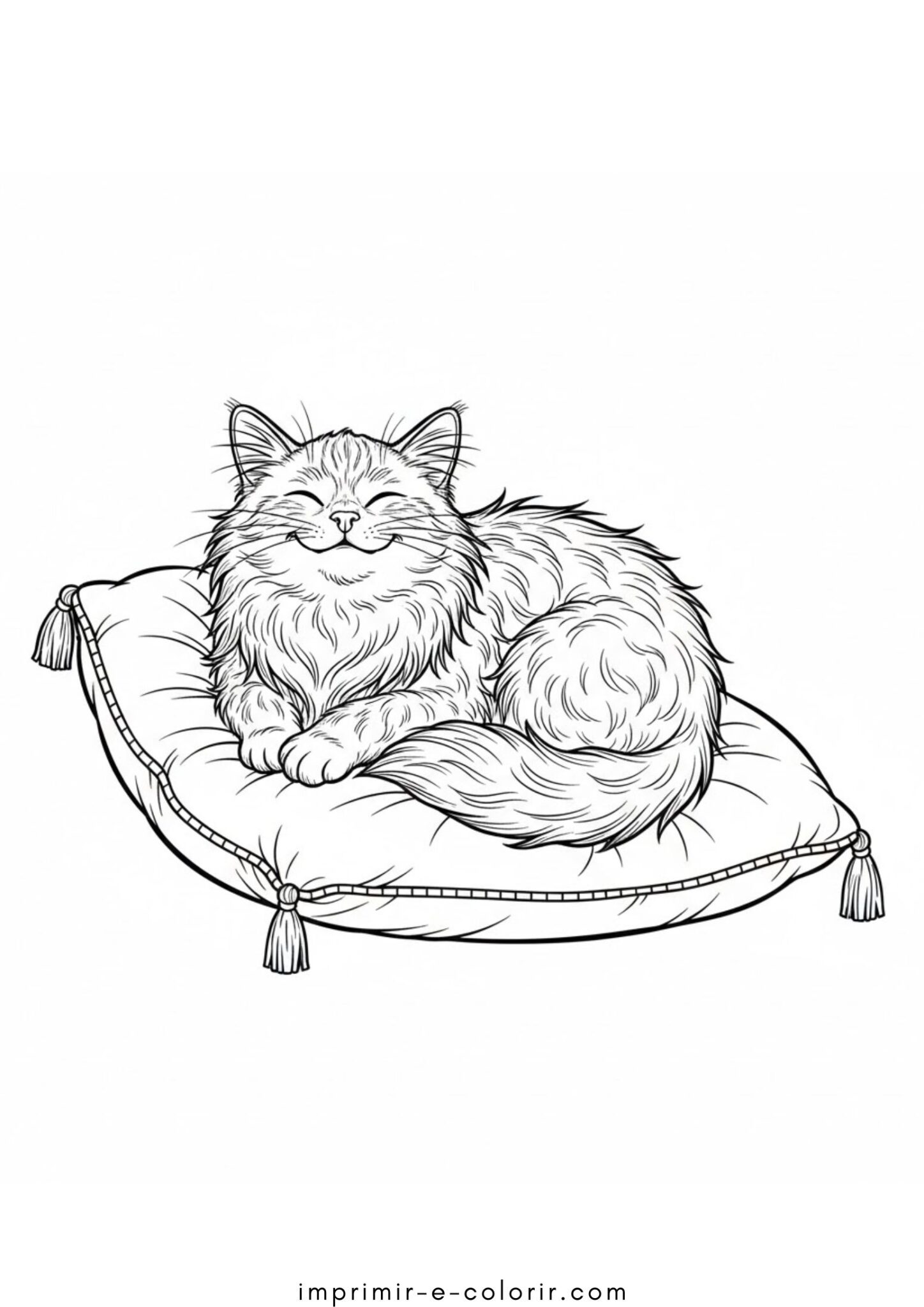 Desenho de Um gato feliz para colorir e imprimir