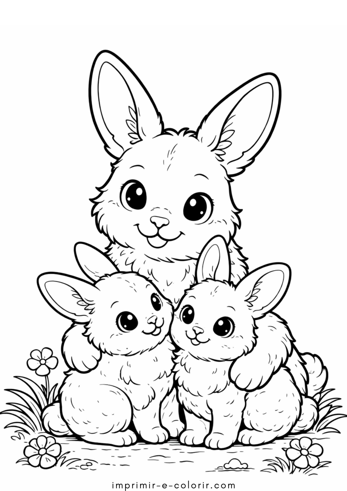 Desenho de Uma família de lebres para colorir e imprimir