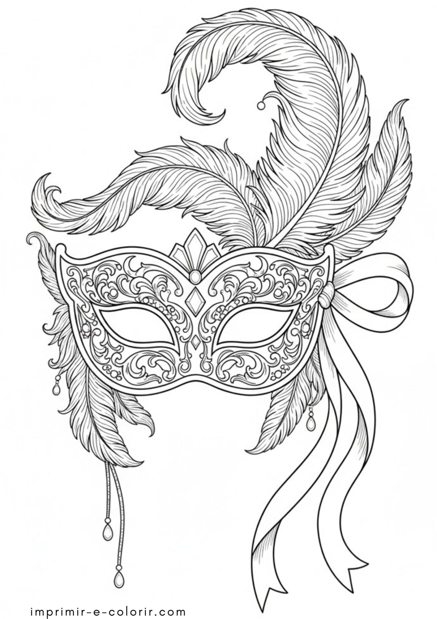 Desenho de Uma linda máscara de carnaval para colorir e imprimir