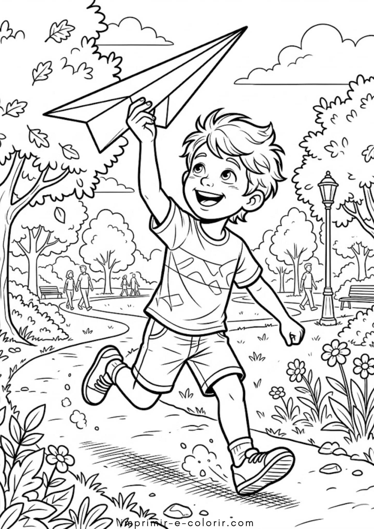 Desenhos de Avião de papel para Colorir