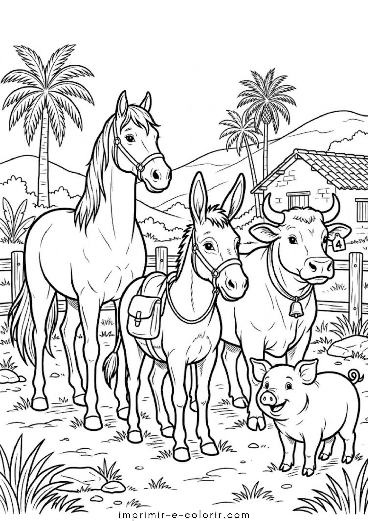 Desenho de Bichinhos da fazenda para colorir e imprimir