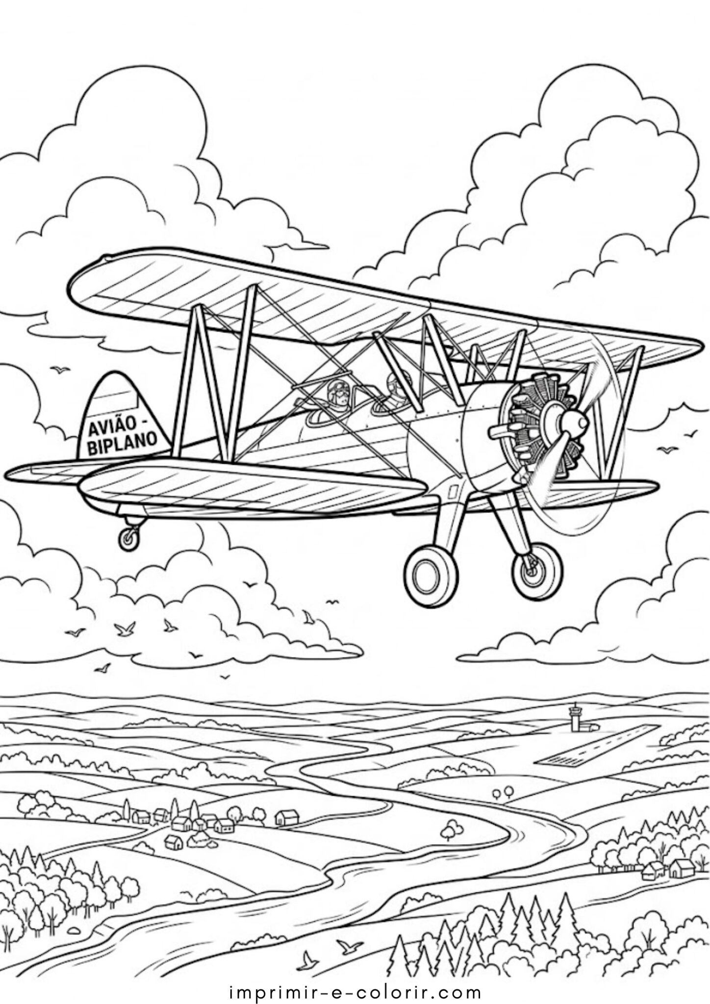 Desenhos de Biplano para Colorir