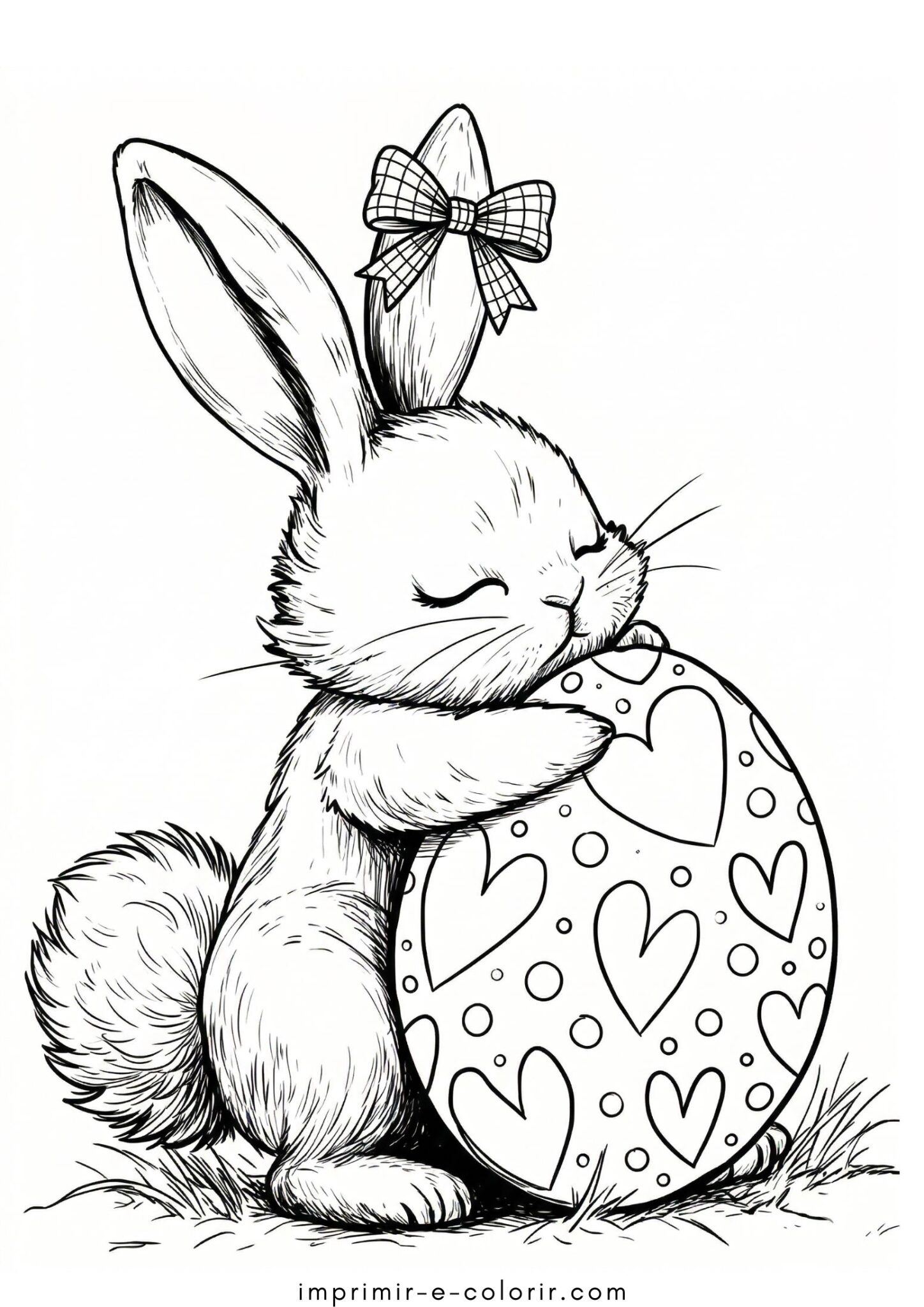 Desenho de Coelhinho da Páscoa com ovo Desenho de Coelhinho da Páscoa com ovo