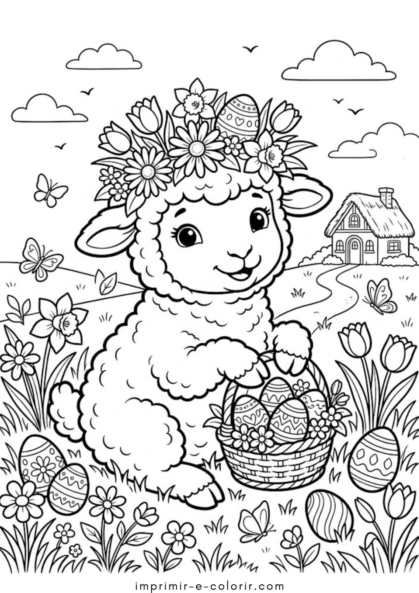 Desenho de Cordeirinho da Páscoa Desenho de Cordeirinho da Páscoa