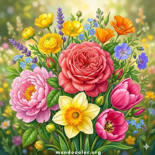 Desenhos de Flores 🌹 🌼🌷 para colorir e imprimir grátis