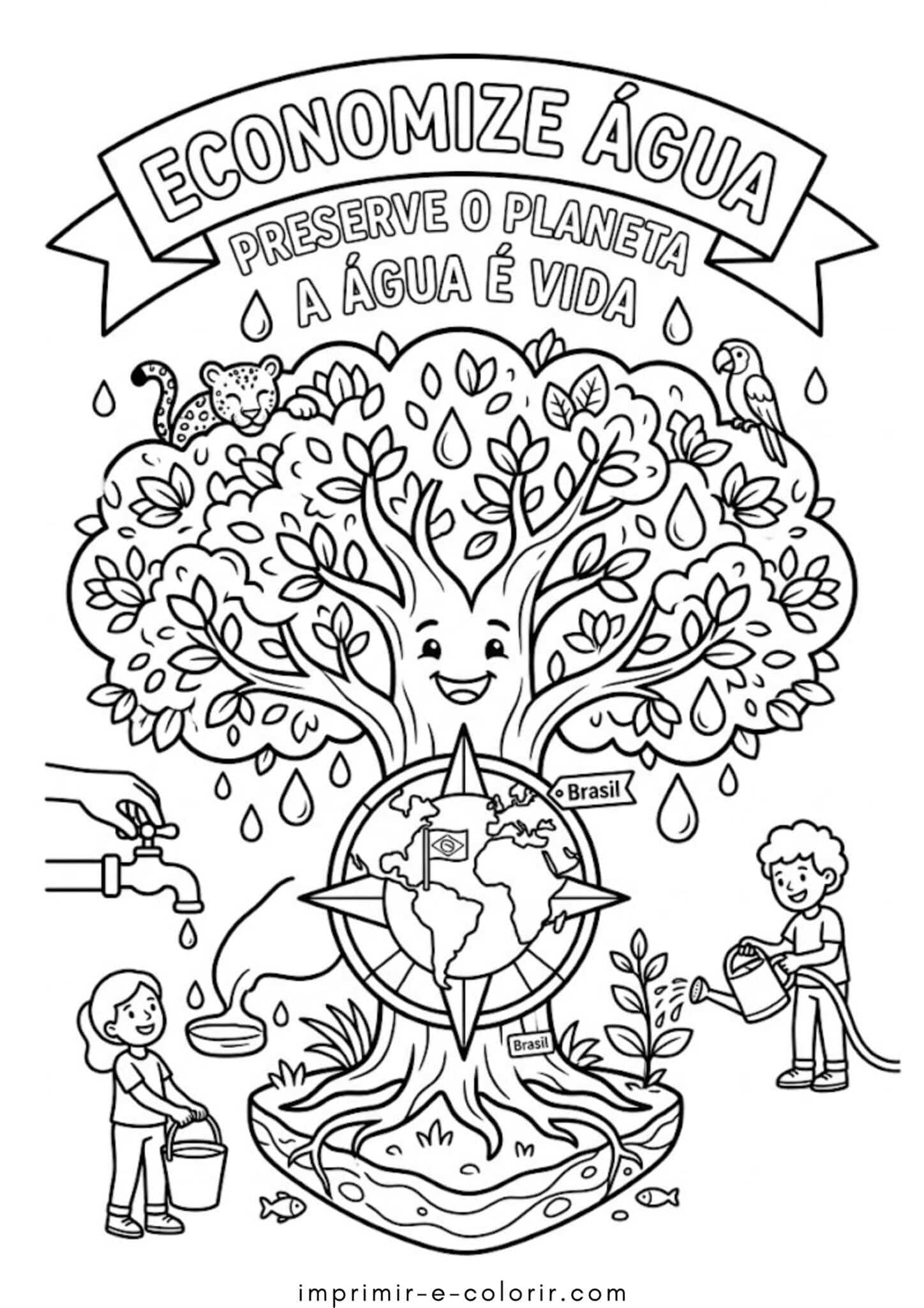 Desenhos de Economizar Água – Dia Mundial da Água para Colorir