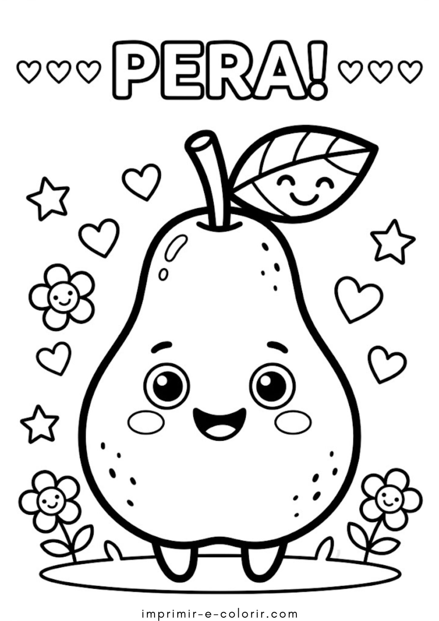 Desenho de Fruta – Pera 🍐 para colorir e imprimir