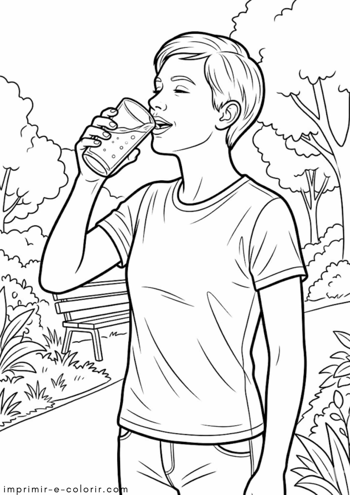Desenhos de Homem bebendo água – Dia Mundial da Água para Colorir