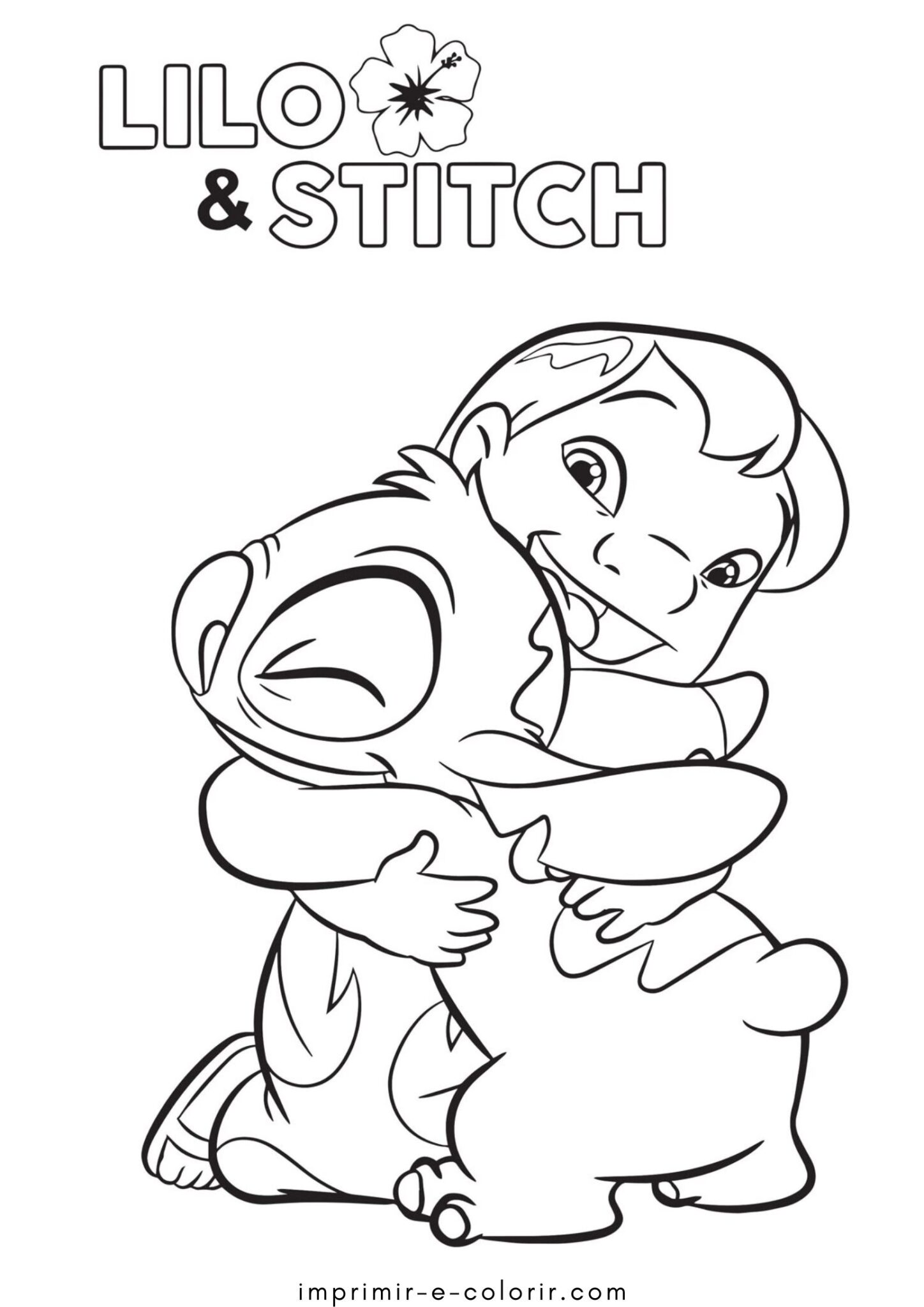 Desenho de Lilo e Stitch se abraçando