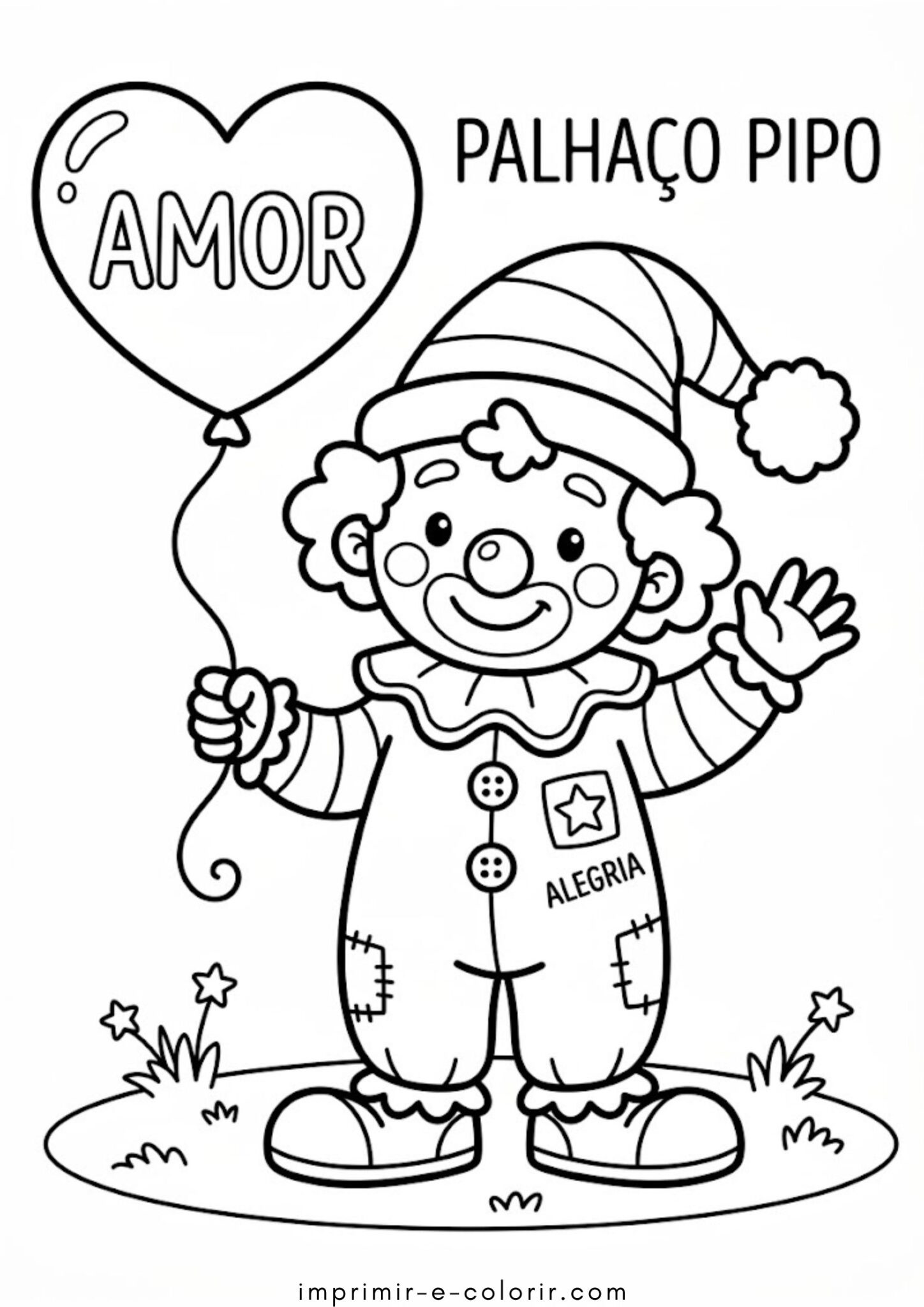 Desenho de Palhaço fofo com um balão