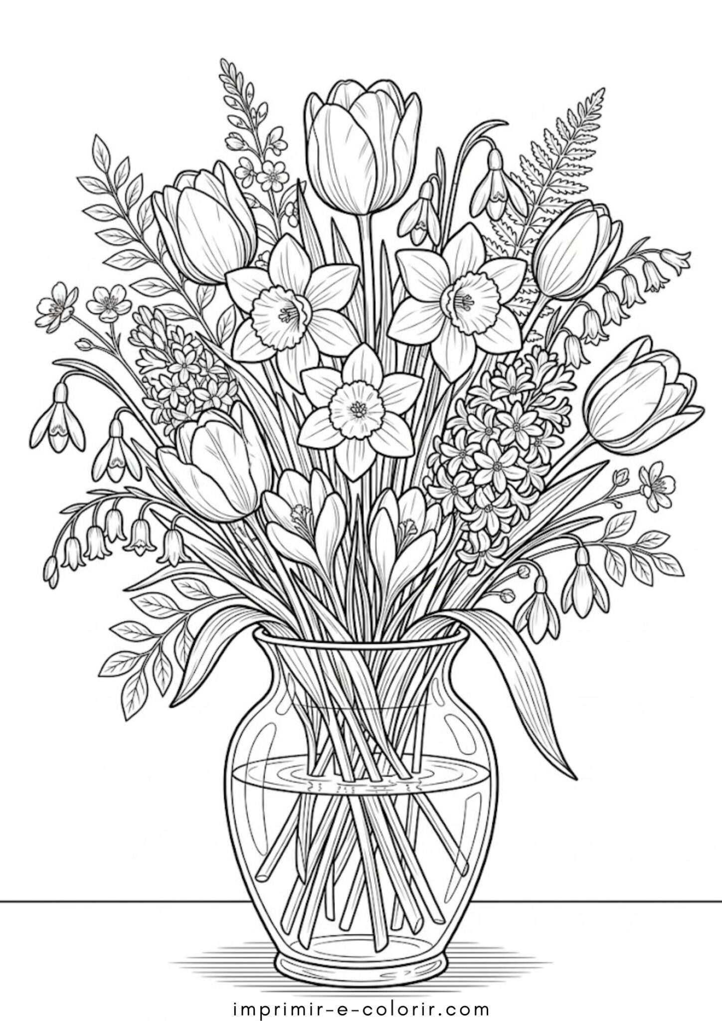Desenho de Primavera – Flores de primavera para colorir e imprimir