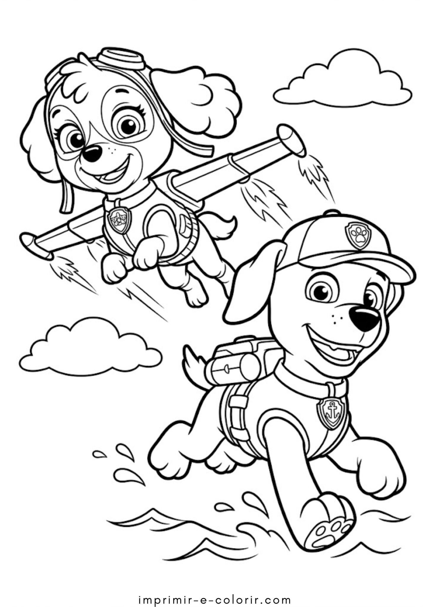 Desenho de Skye e Zuma – Patrulha Canina