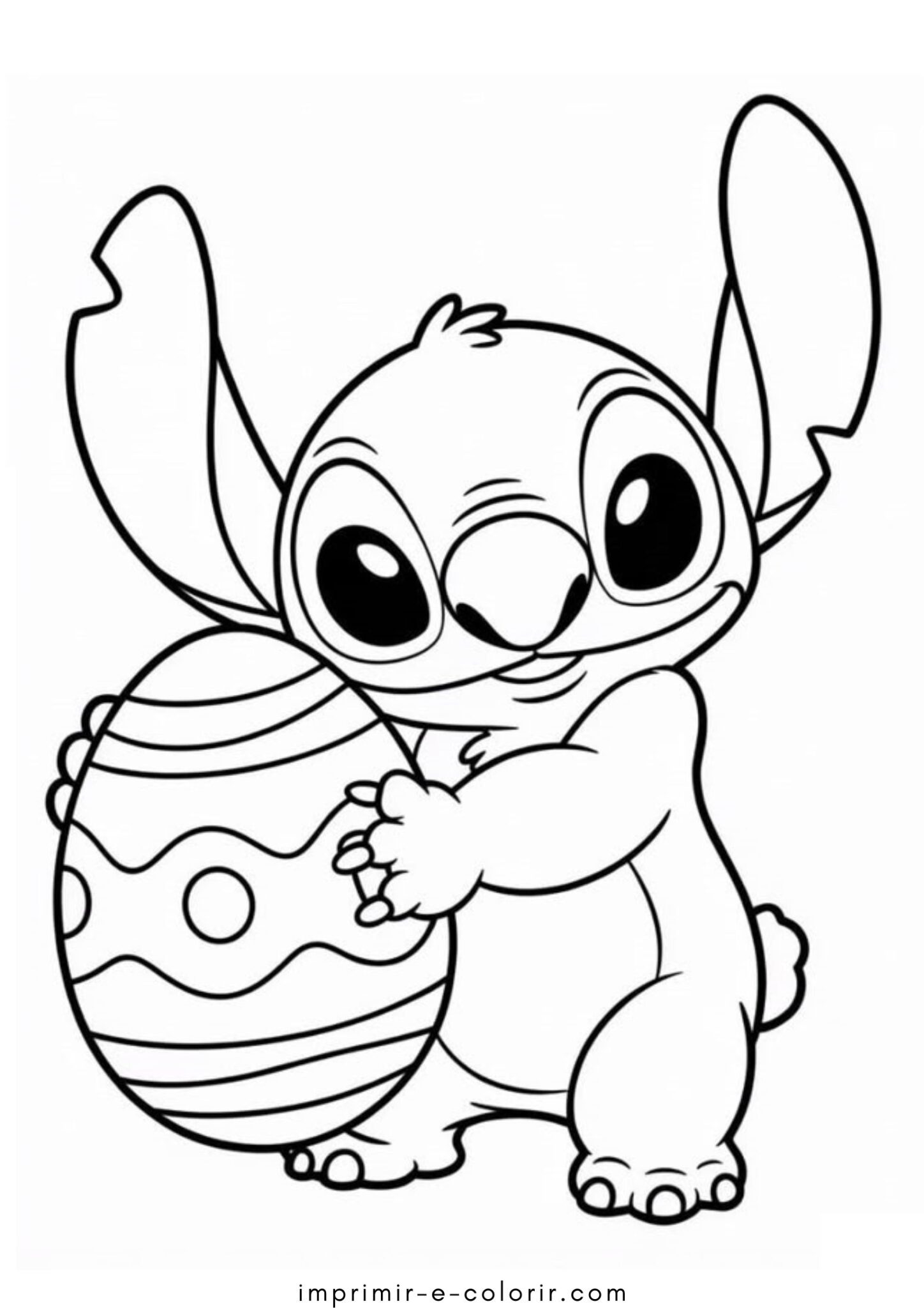 Desenho de Stitch Fofo com Ovo de Páscoa Desenho de Stitch Fofo com Ovo de Páscoa