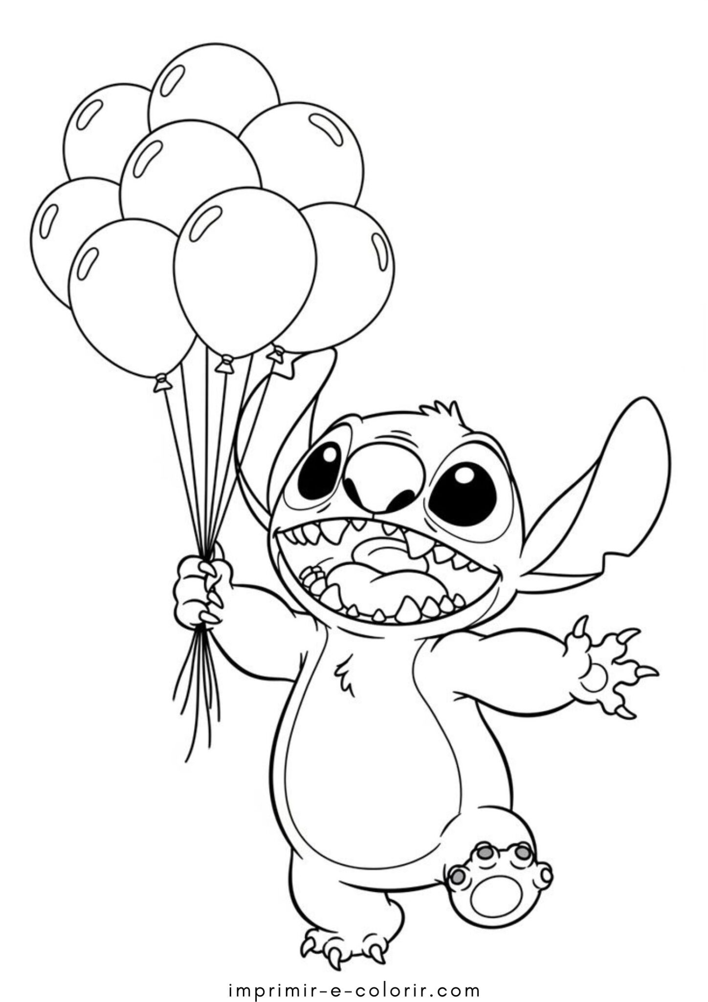 Desenho de Stitch com balões