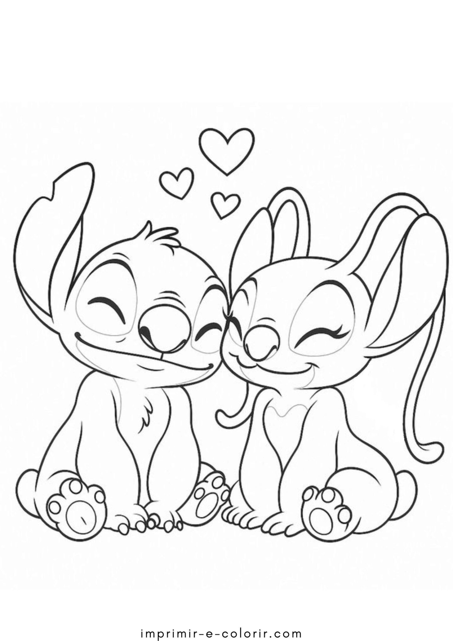 Desenho de Stitch e Angel