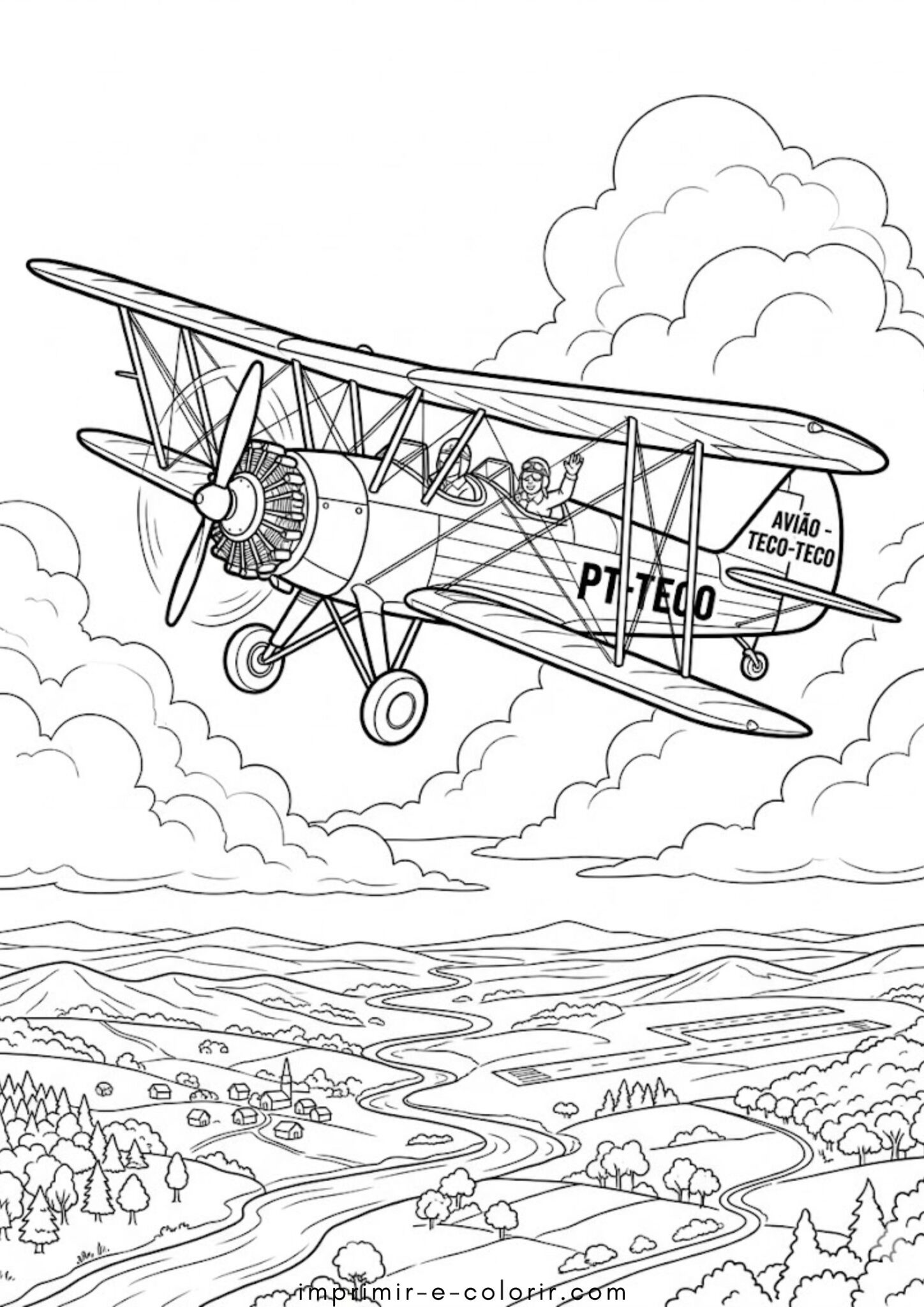 Desenhos de Avião – Teco-teco para Colorir
