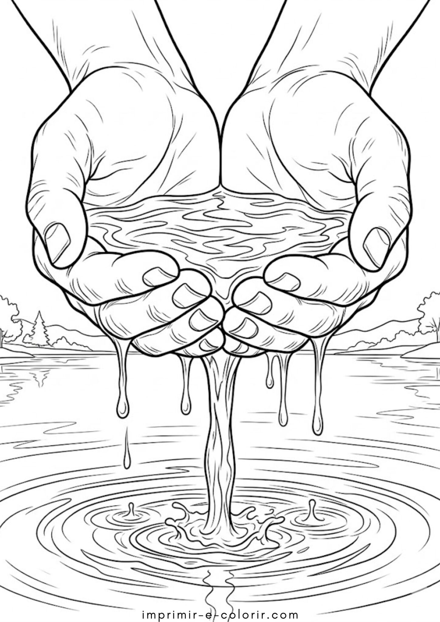 Desenhos de Água nas palmeiras – Dia Mundial da Água para Colorir