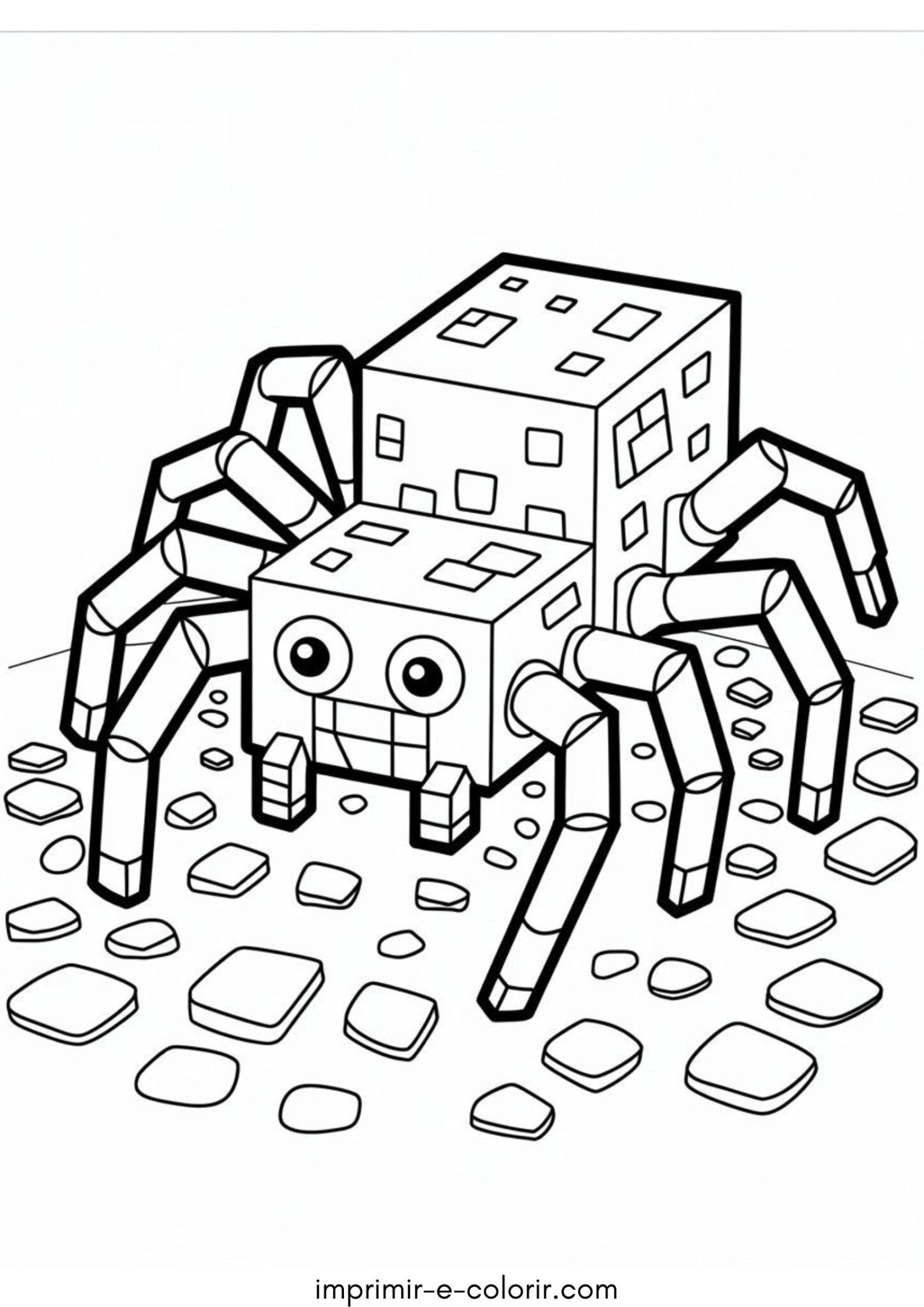 Desenho de Aranha do Minecraft para colorir e imprimir