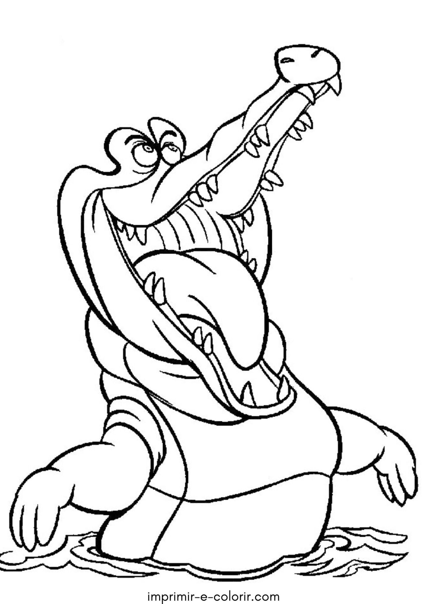 Desenho de Crocodilo Tic-Tac para colorir e imprimir