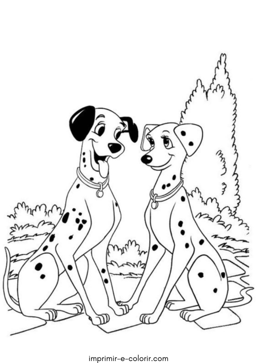 Desenho de Dálmatas Pongo e Prenda (101 Dálmatas) para Colorir e ...