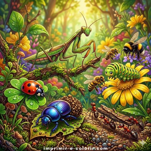 Desenhos de Insetos 🦋🦗🐝 para colorir e imprimir grátis
