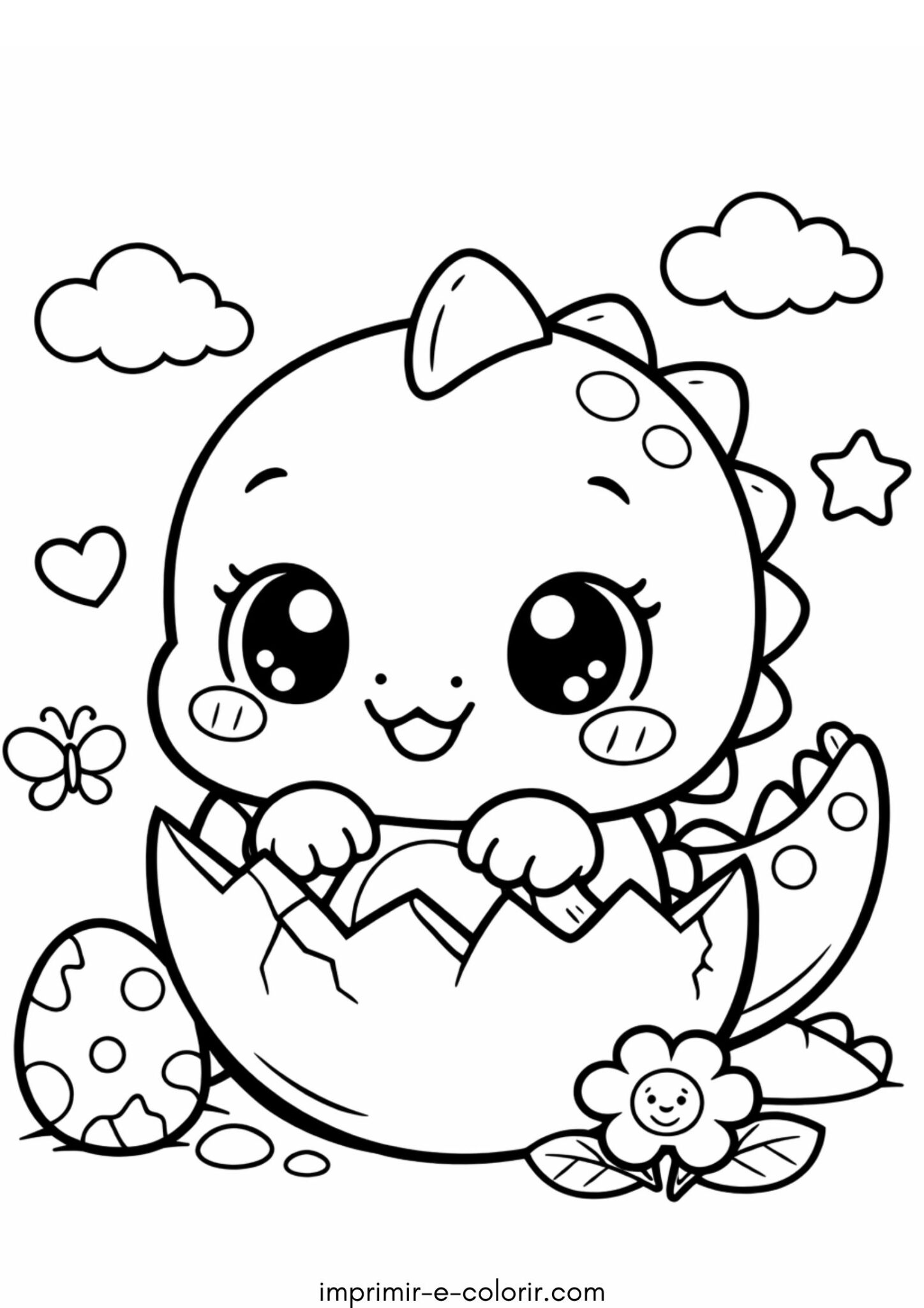 Desenho de Dinossauro Baby Kawaii