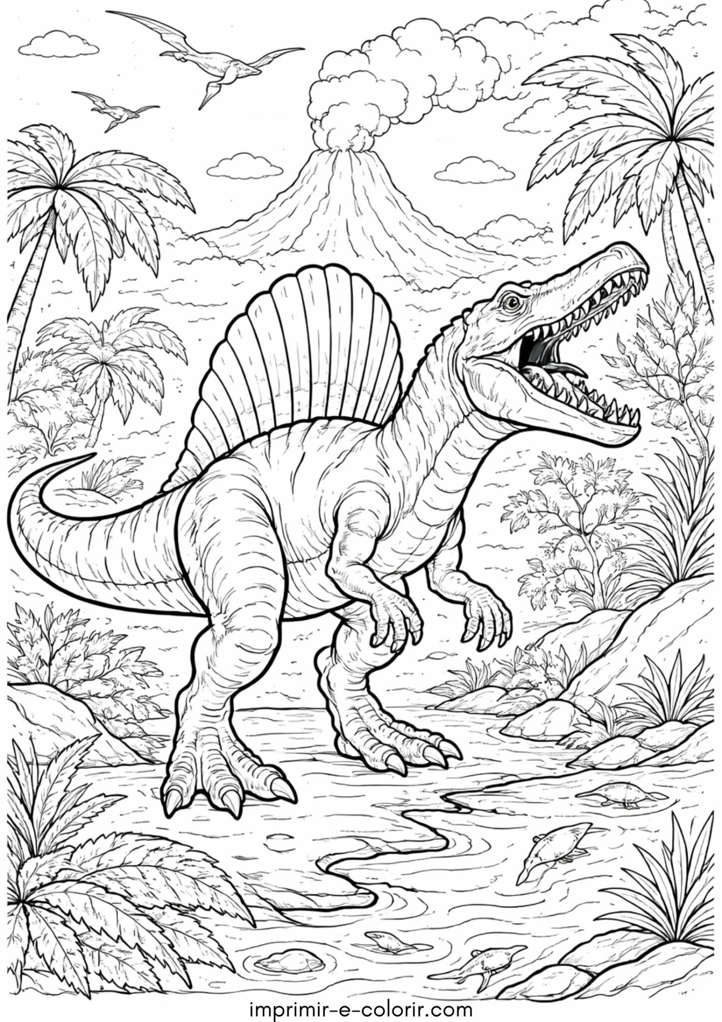 Desenho de Dinossauro Espinossauro