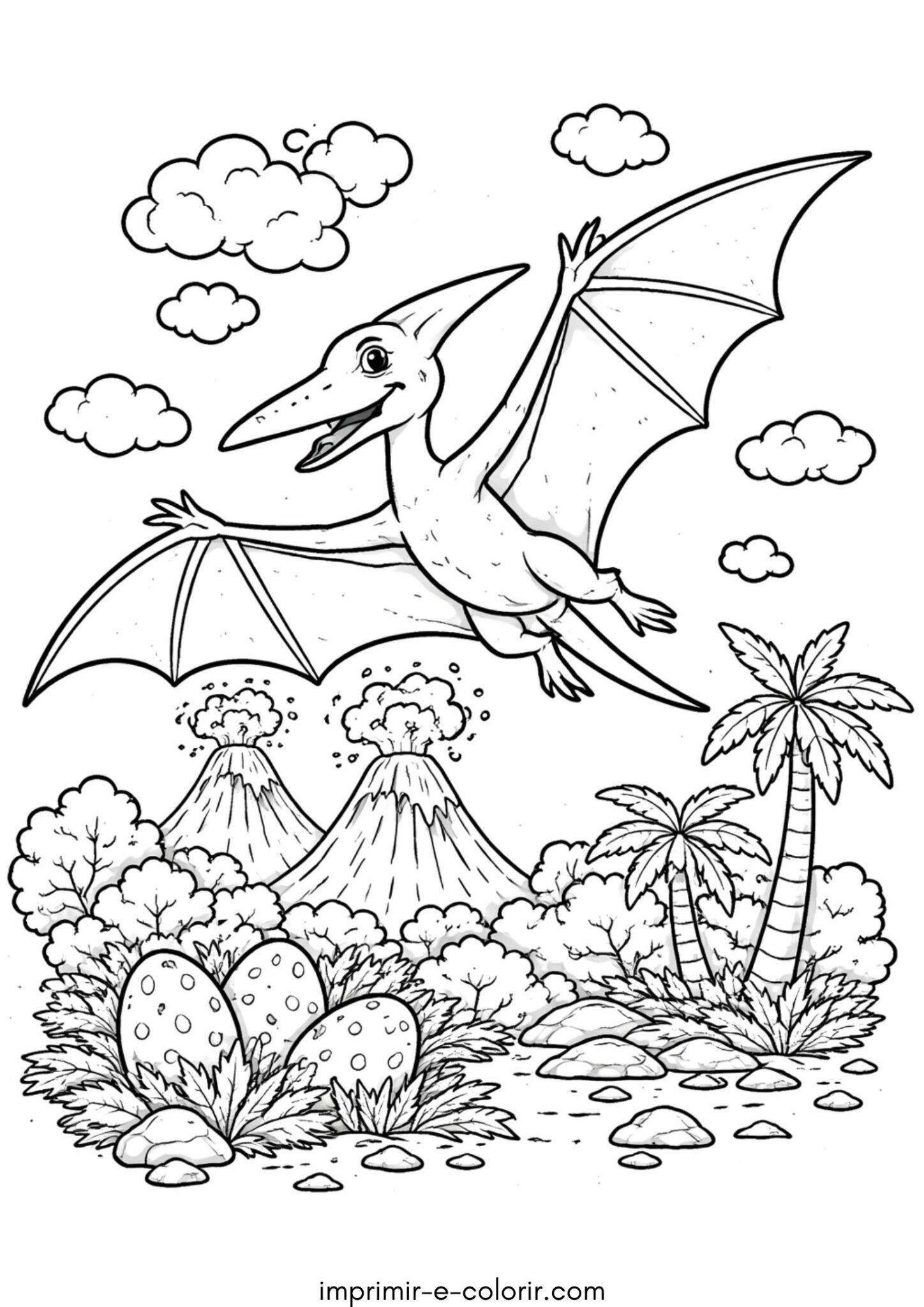 Desenho de Dinossauro Pterodáctilo