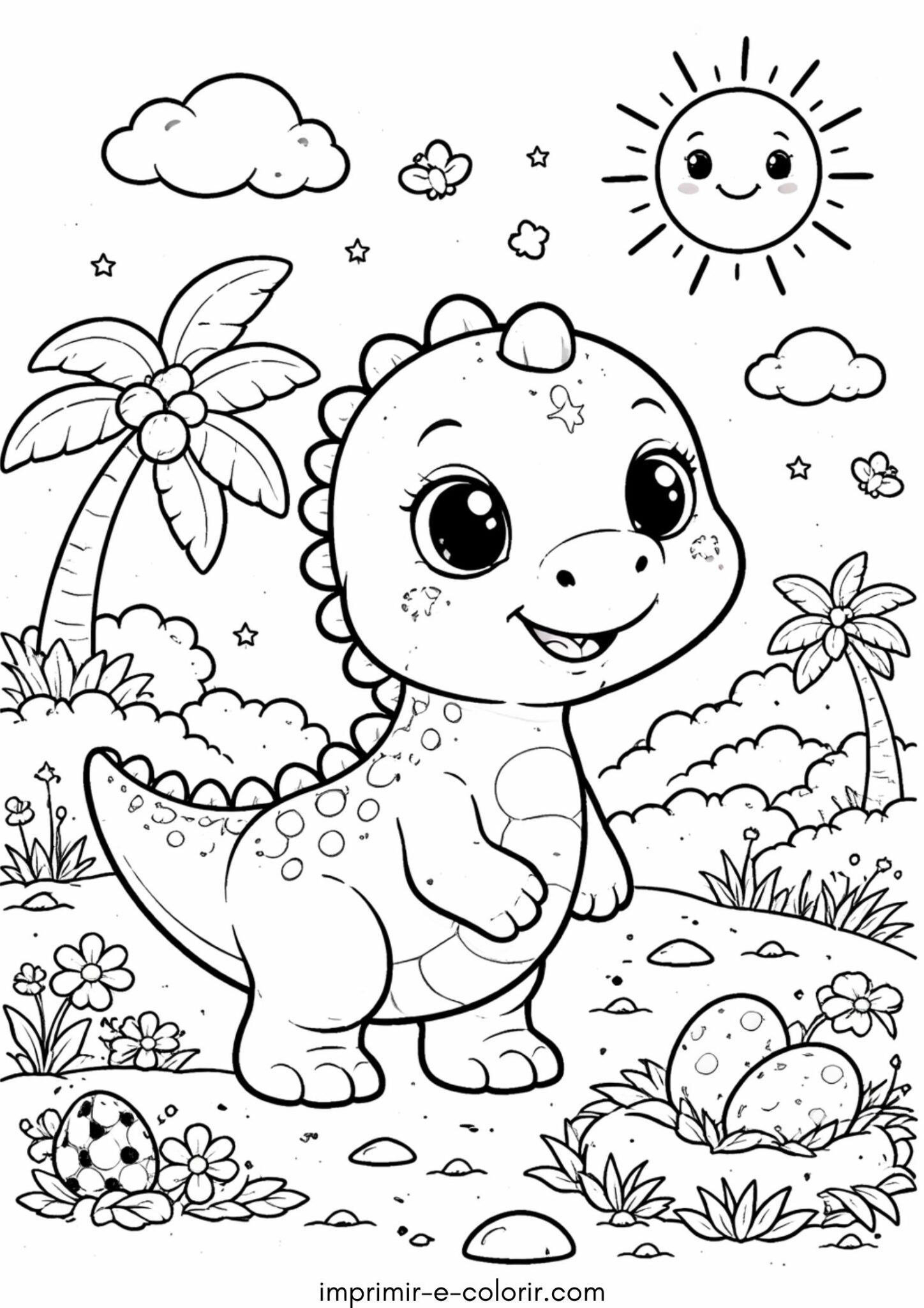 Desenho de Dinossauro fofo