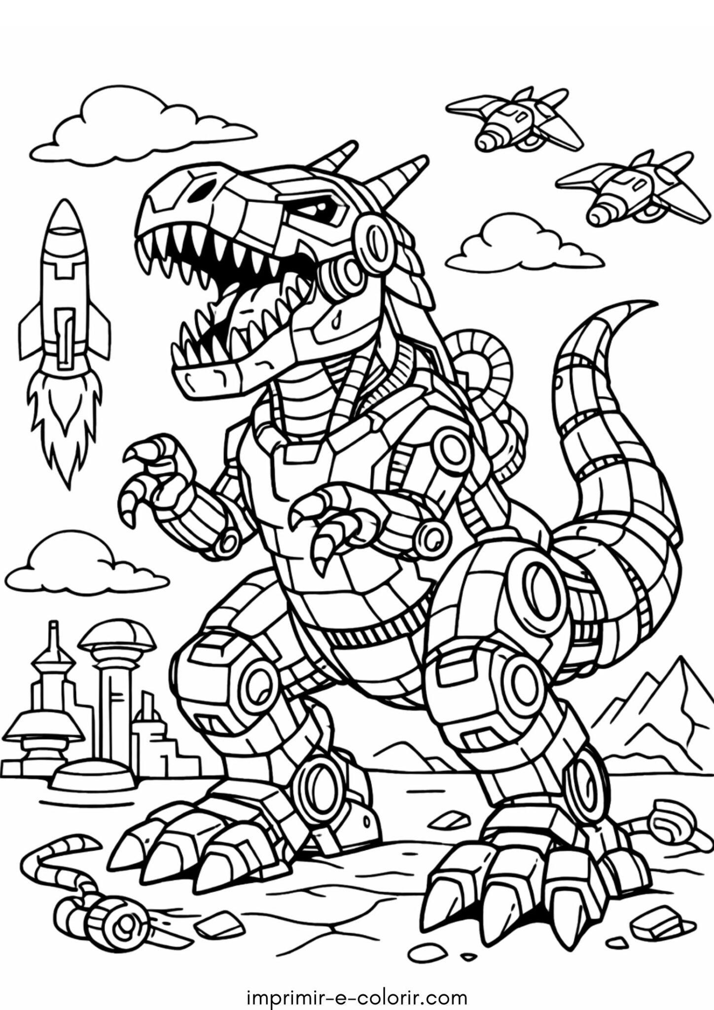 Desenho de Dinossauro robô